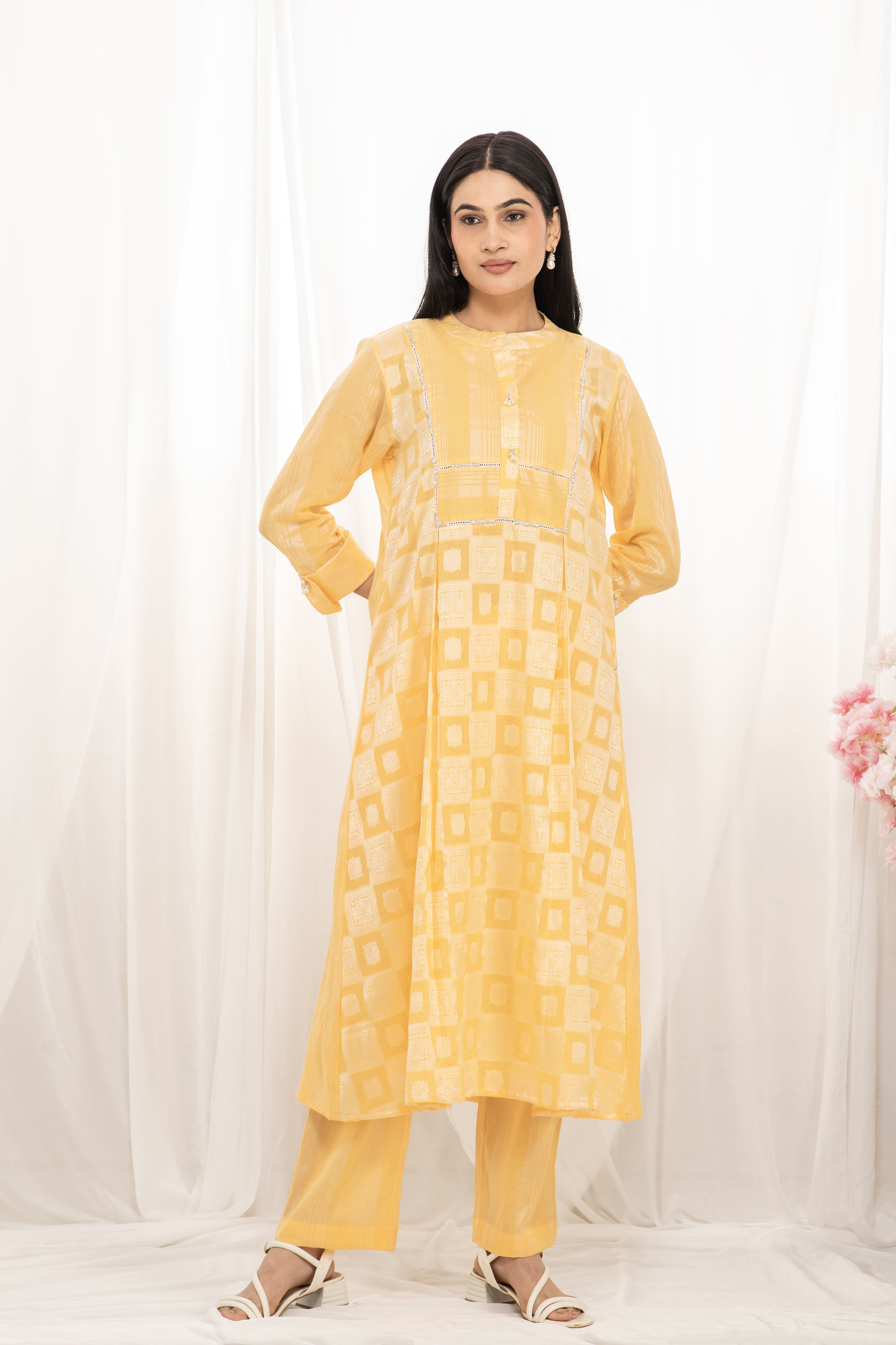 Premium quality pure cotton kurta set with matching bottom