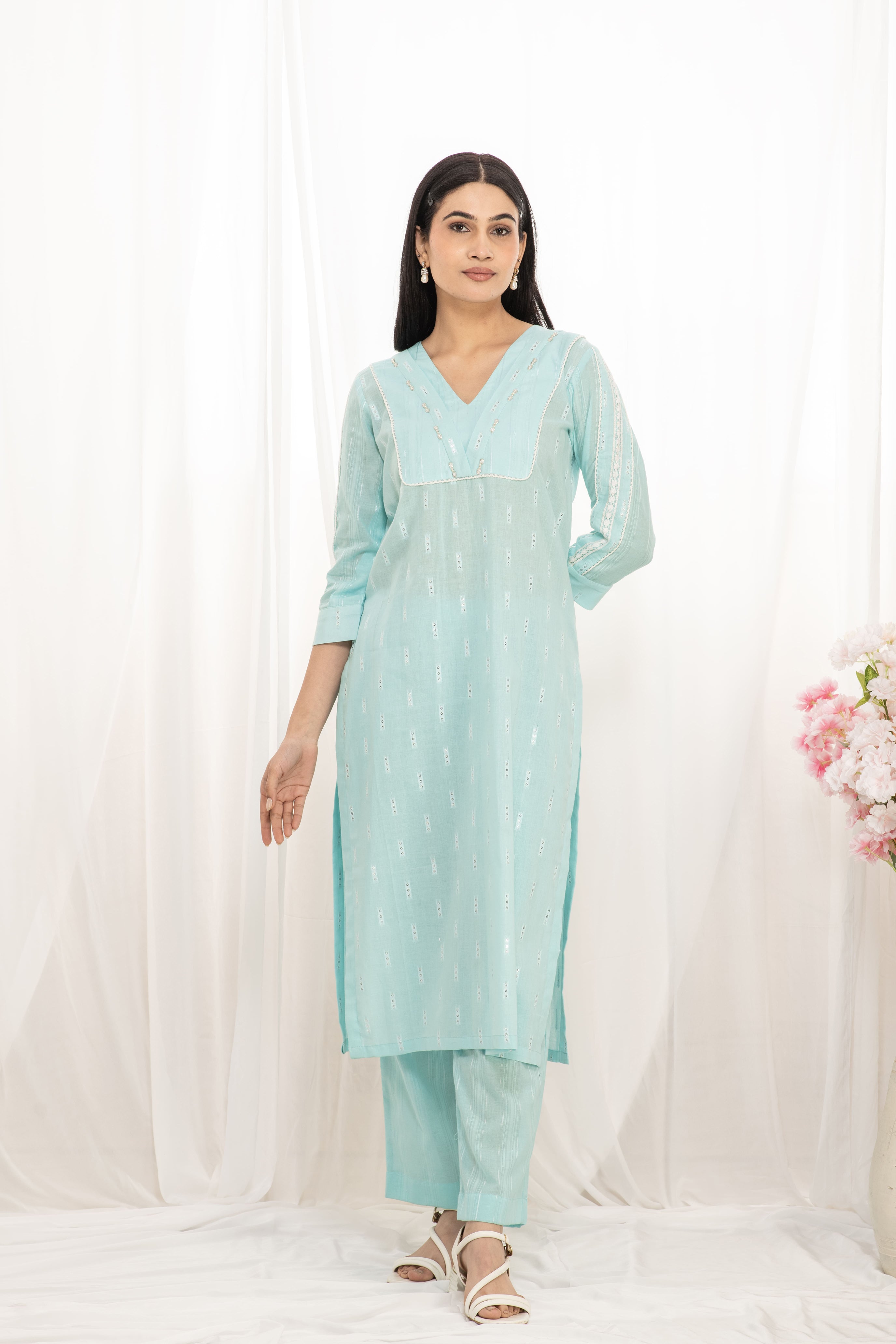 Premium quality pure cotton kurta set with matching bottom
