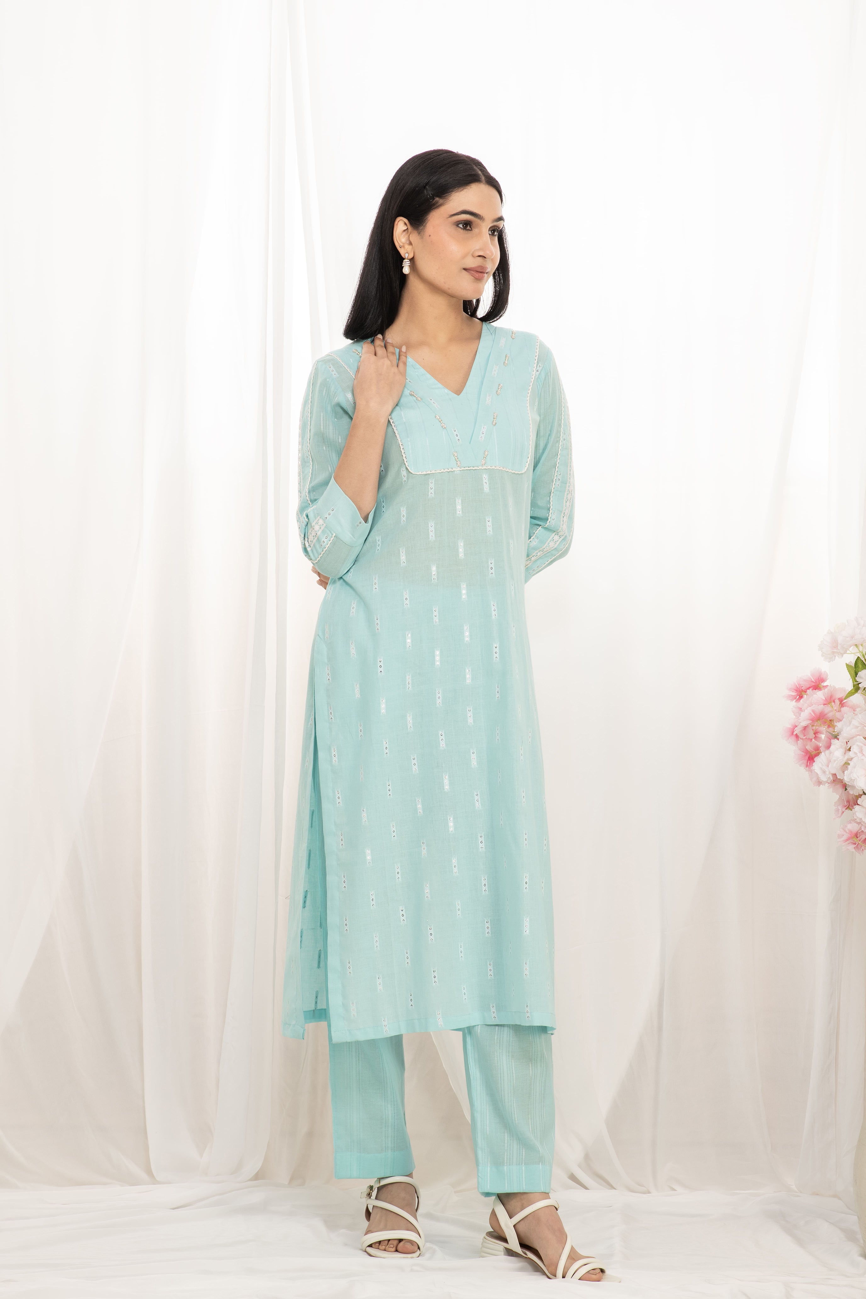 Premium quality pure cotton kurta set with matching bottom
