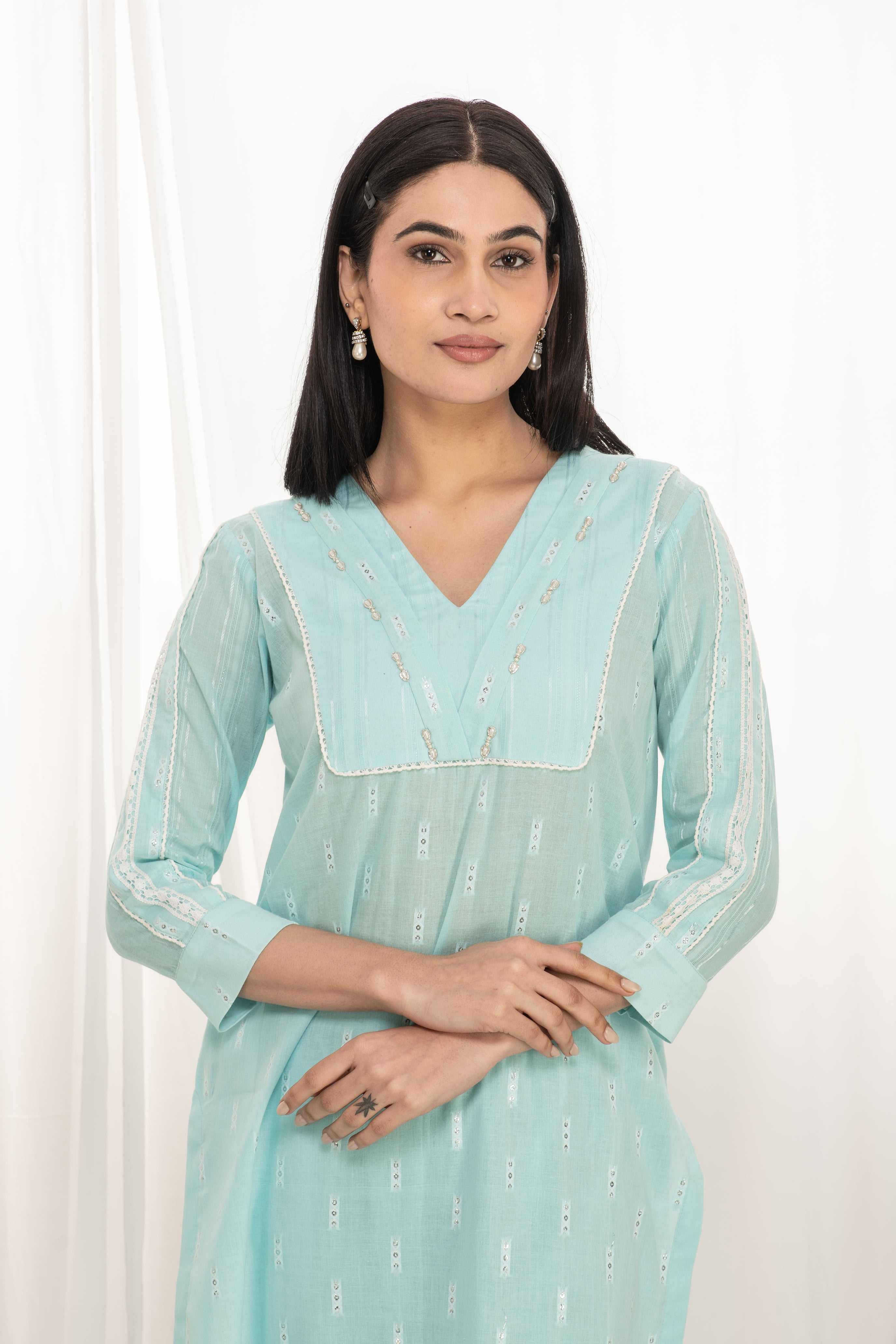 Premium quality pure cotton kurta set with matching bottom