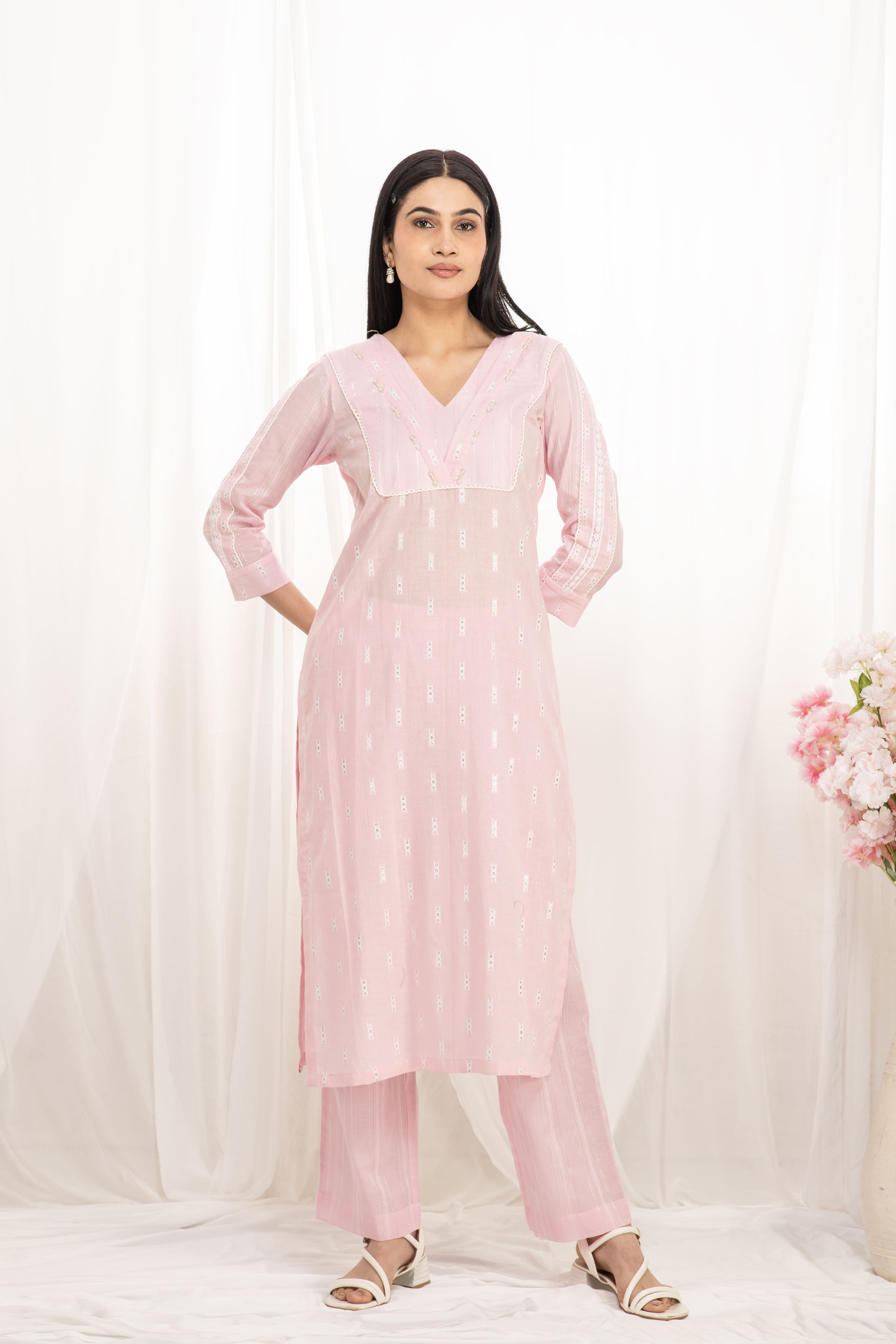 Premium quality pure cotton kurta set with matching bottom