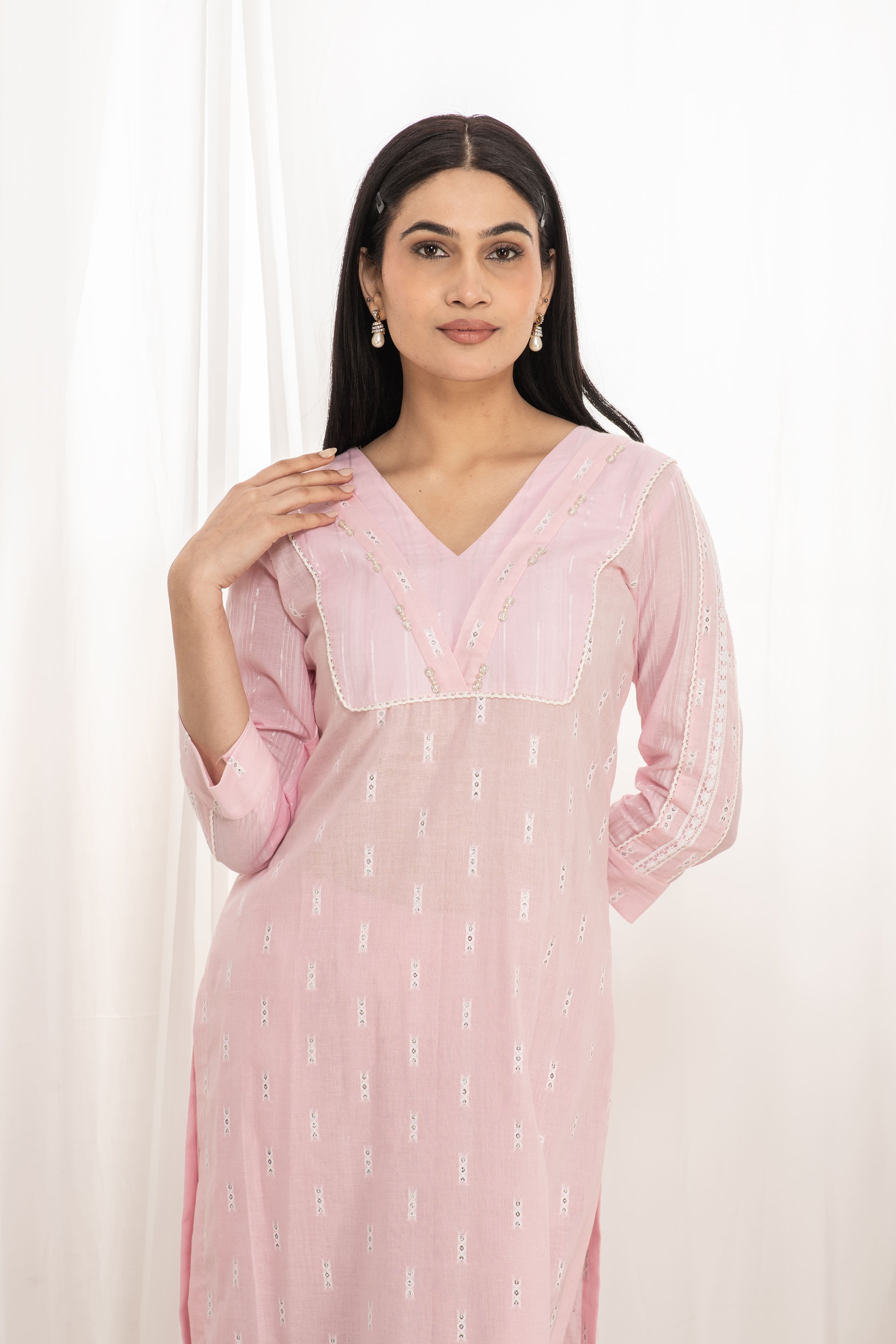 Premium quality pure cotton kurta set with matching bottom