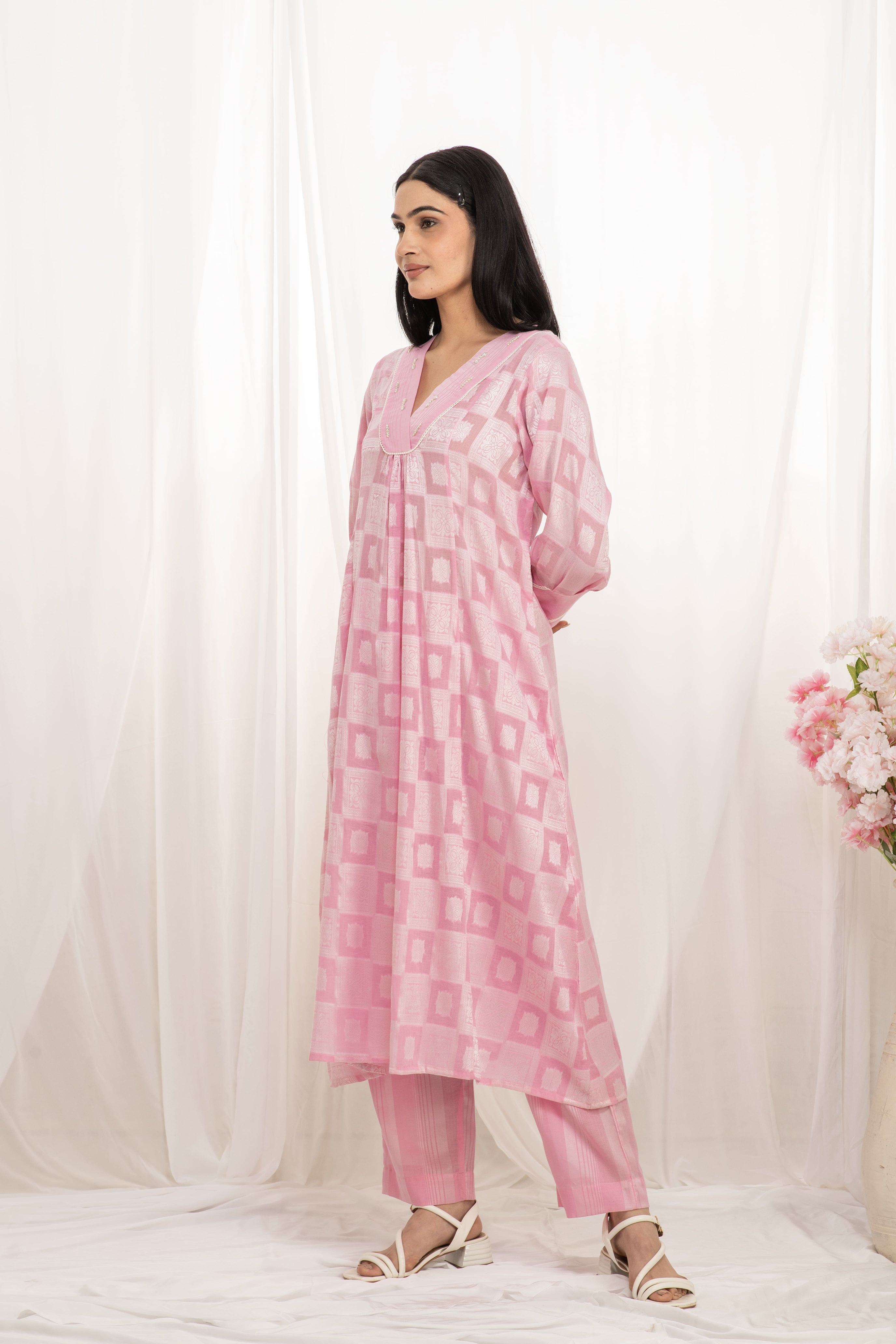 Premium quality pure cotton kurta set with matching bottom