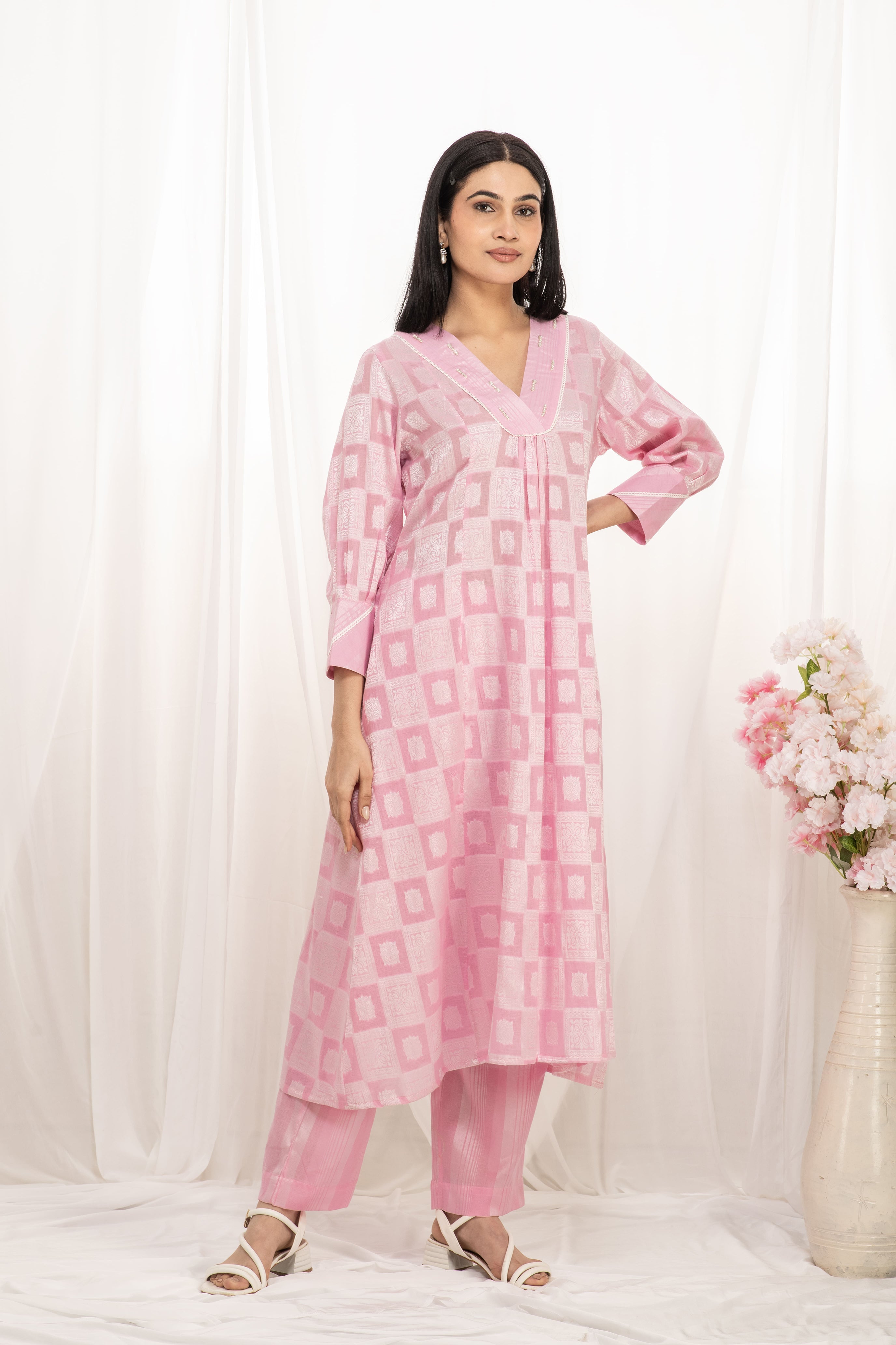 Premium quality pure cotton kurta set with matching bottom