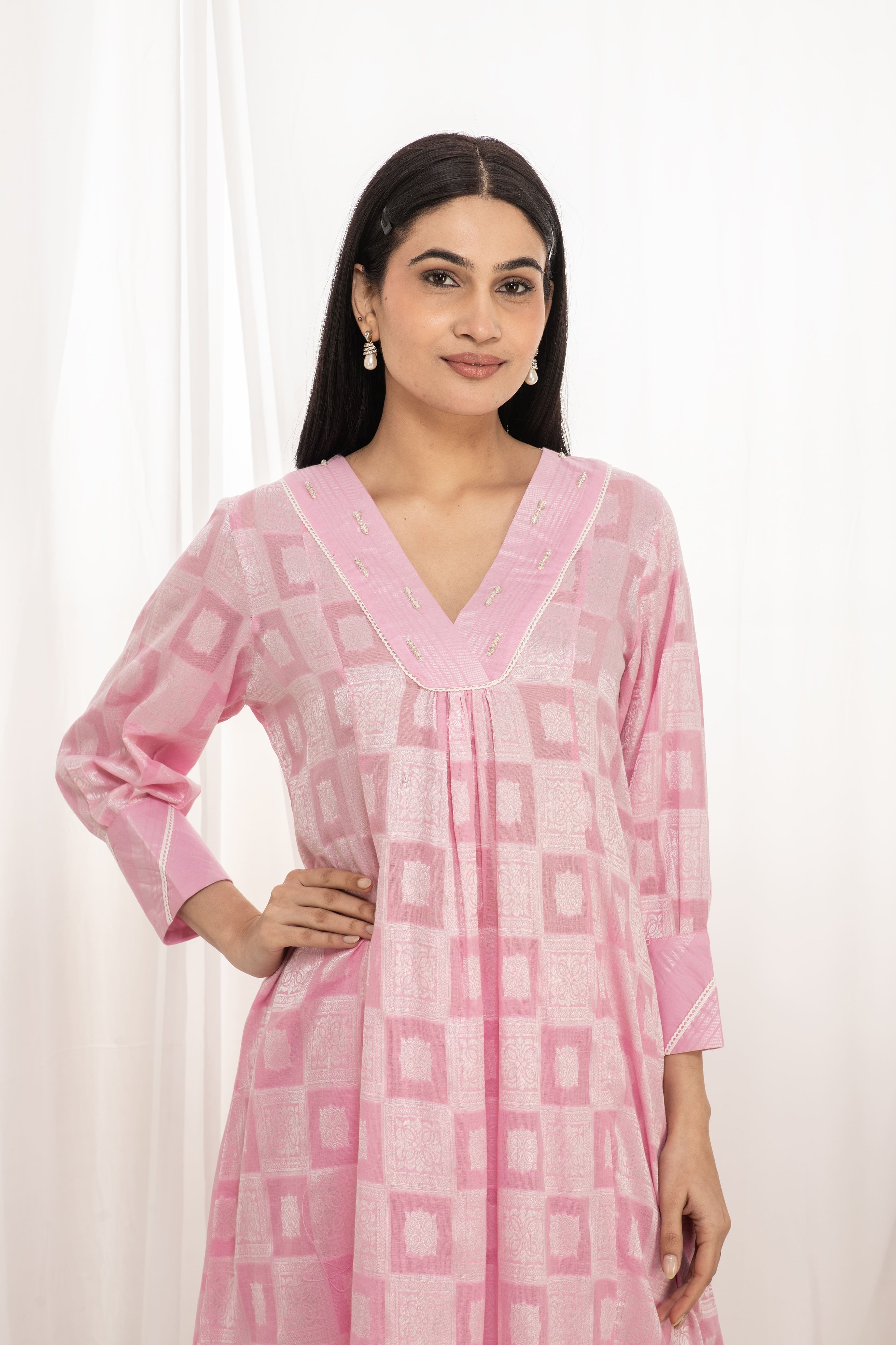 Premium quality pure cotton kurta set with matching bottom