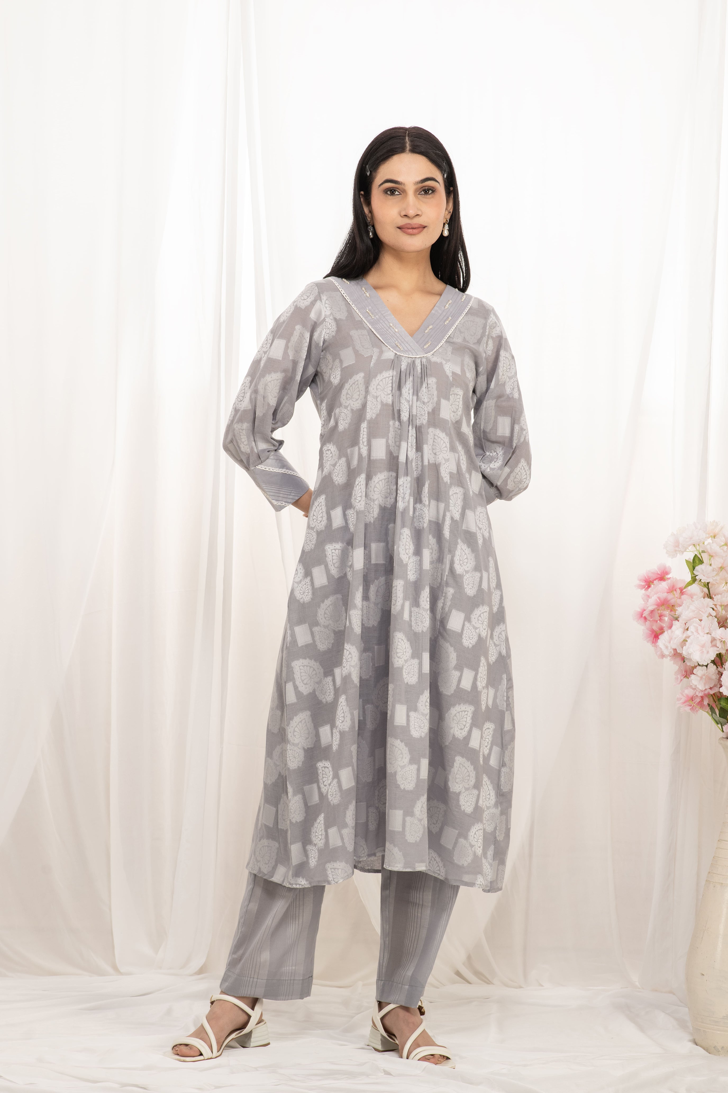 Premium quality pure cotton kurta set with matching bottom