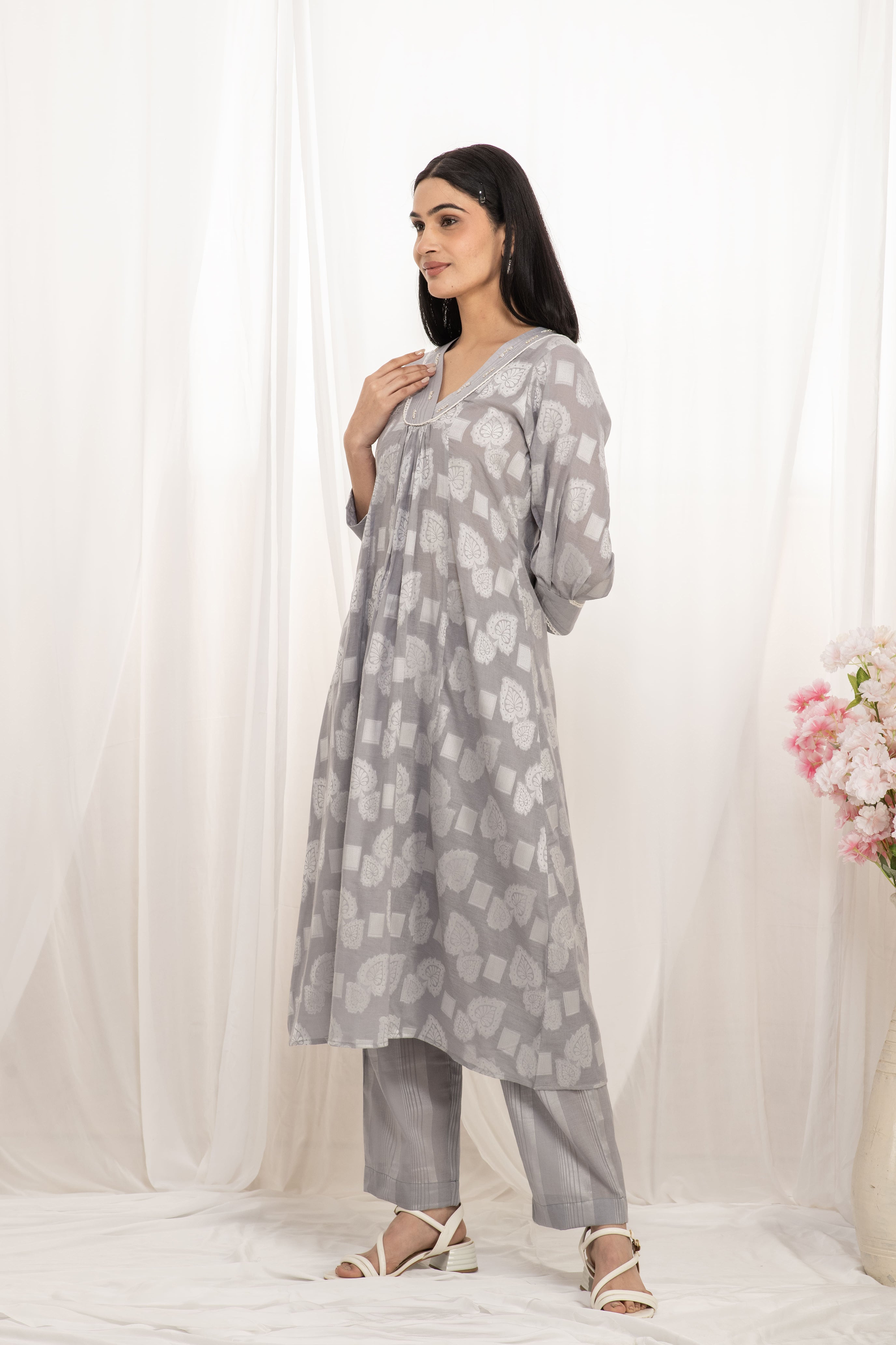 Premium quality pure cotton kurta set with matching bottom