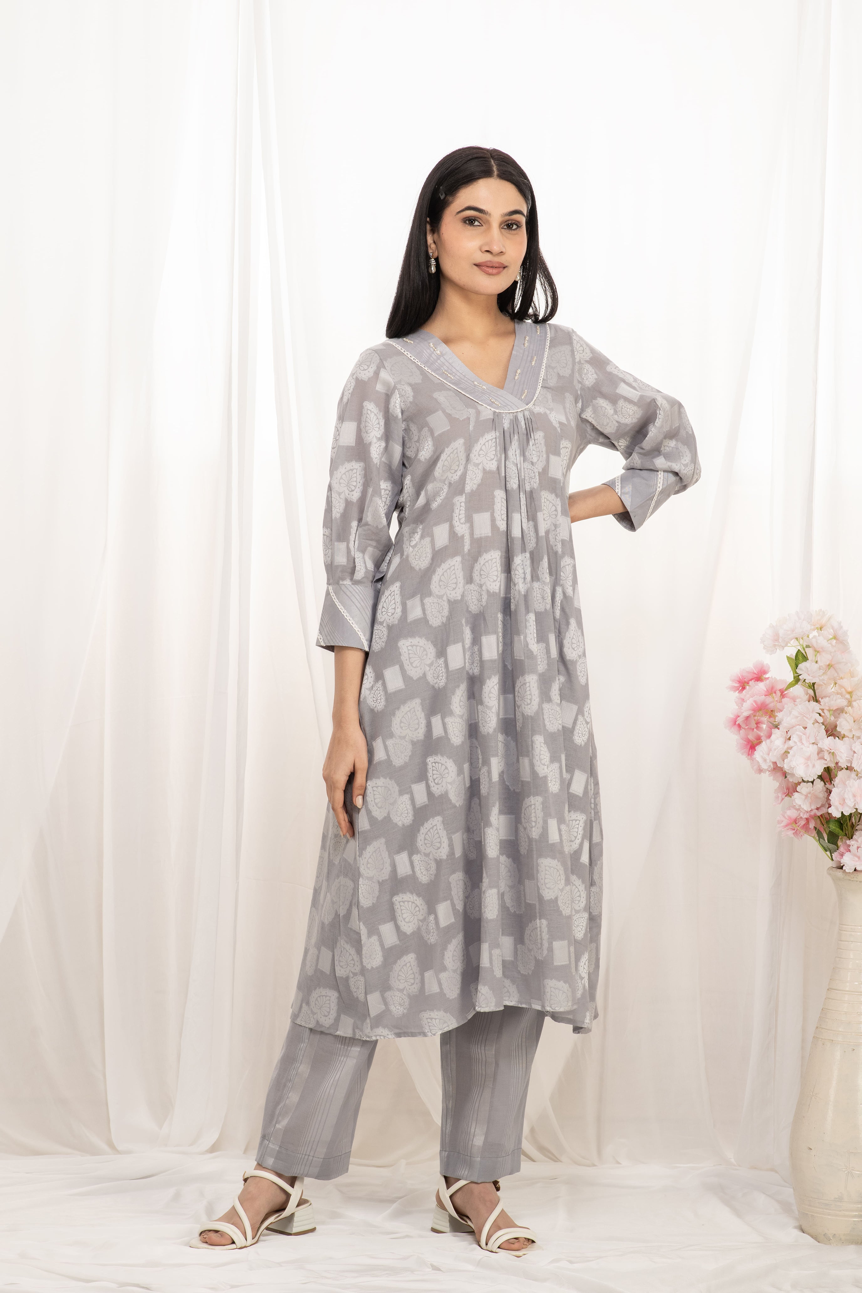 Premium quality pure cotton kurta set with matching bottom
