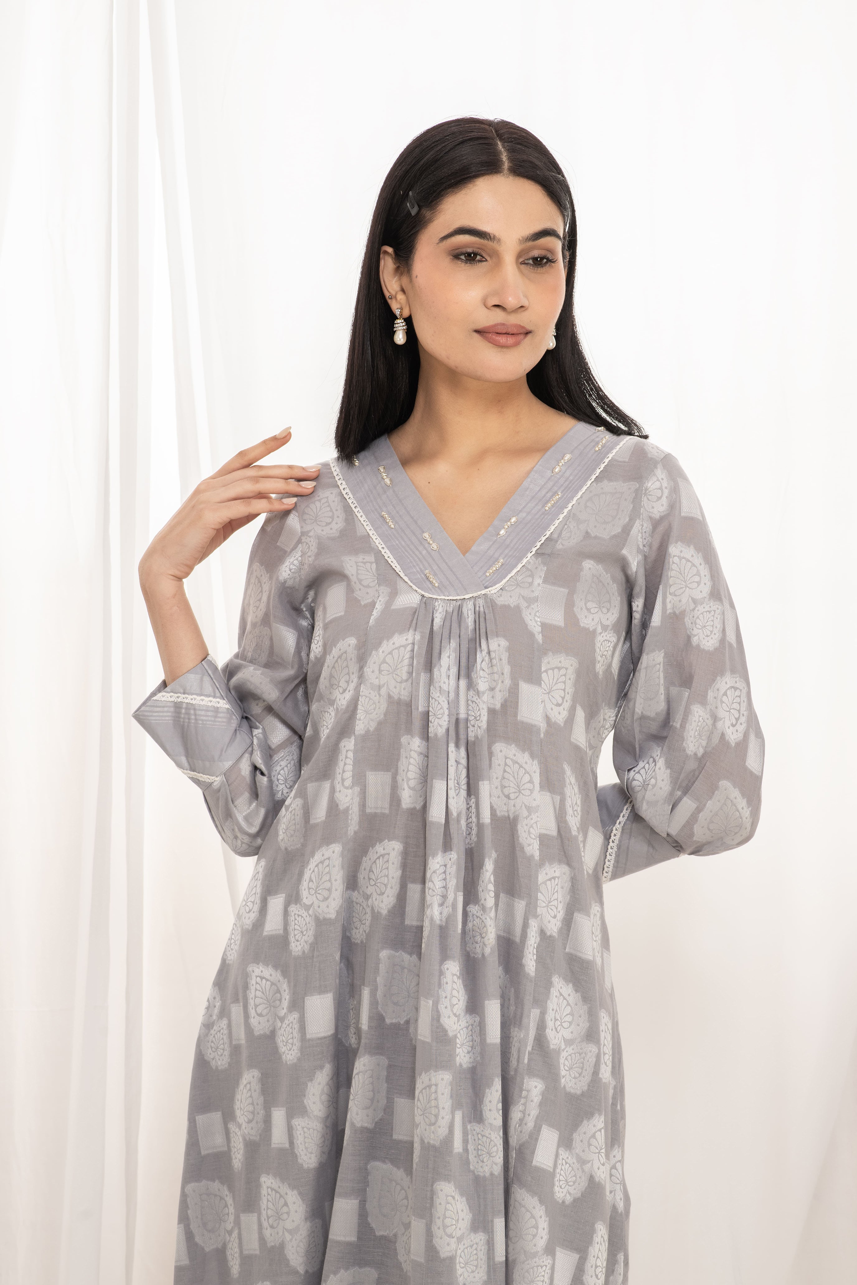 Premium quality pure cotton kurta set with matching bottom
