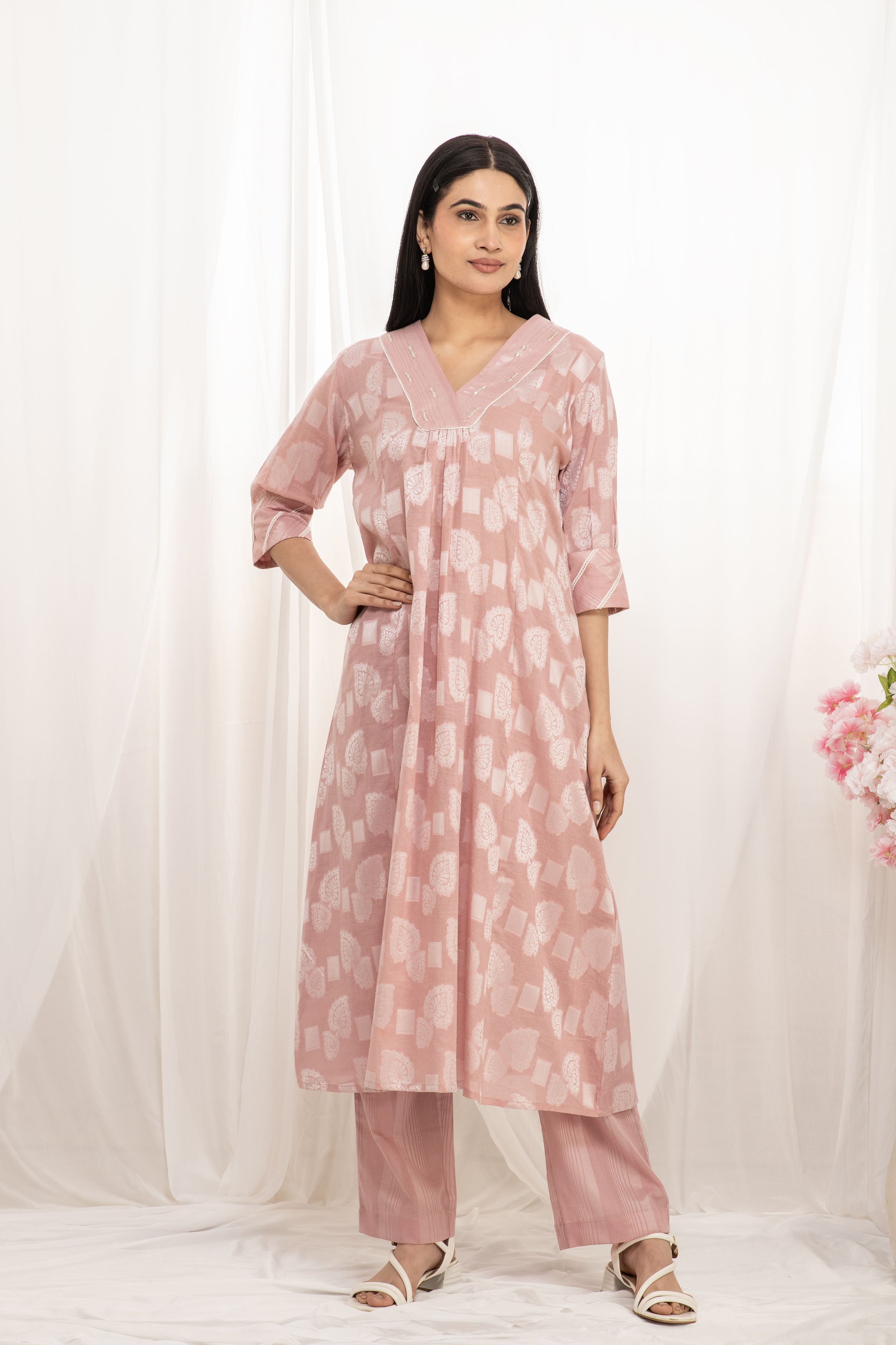 Premium quality pure cotton kurta set with matching bottom
