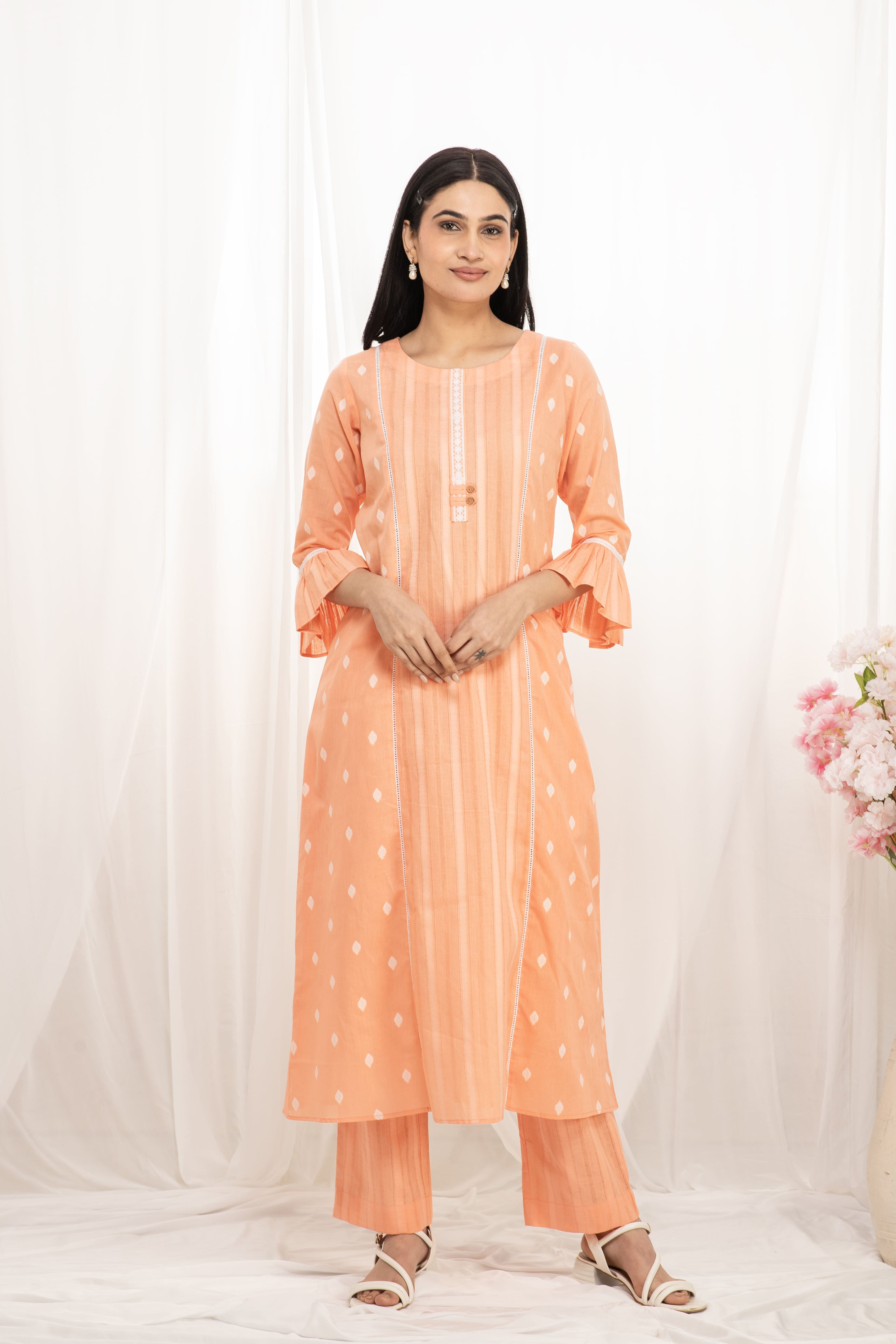 Premium quality pure cotton kurta set with matching bottom