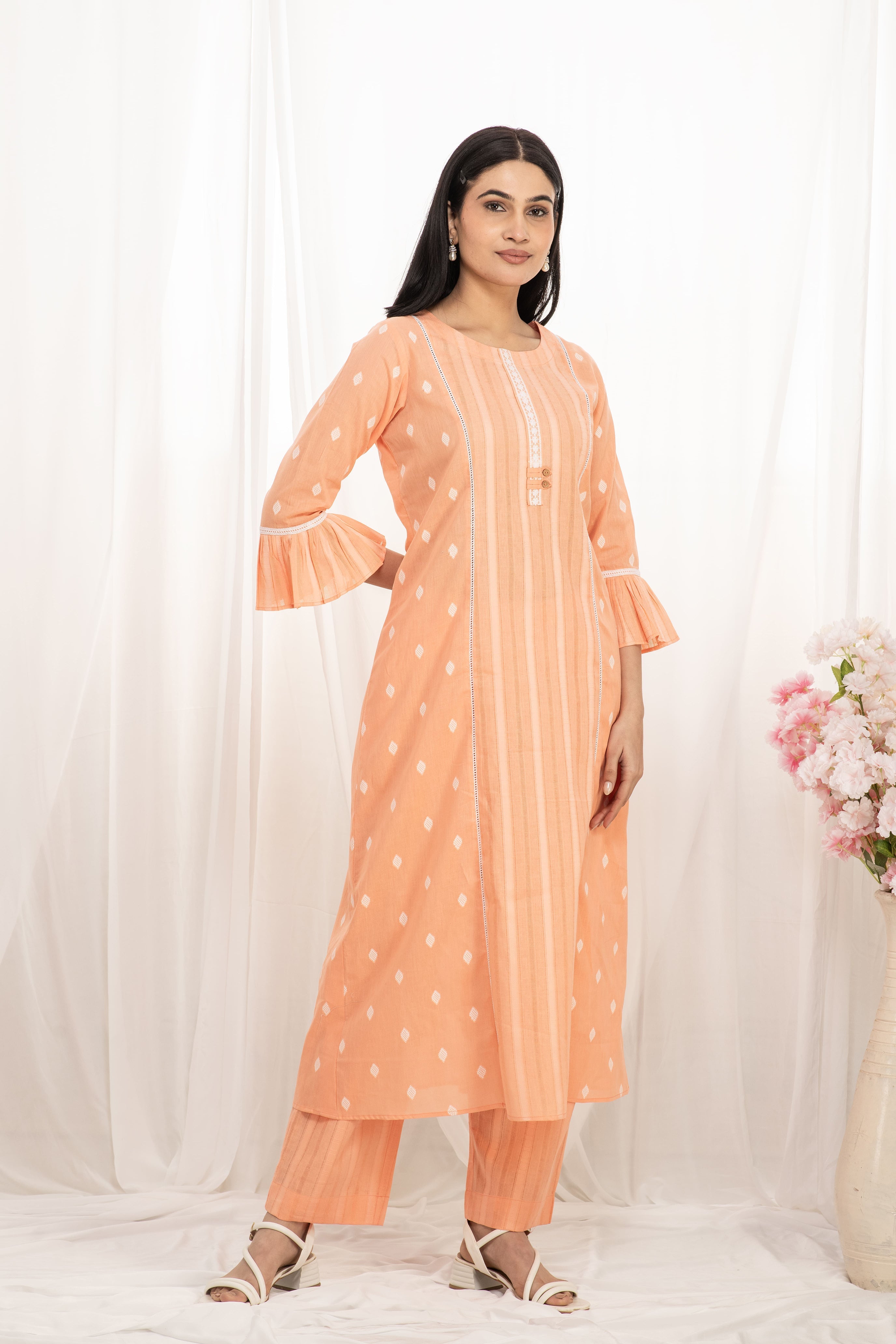 Premium quality pure cotton kurta set with matching bottom