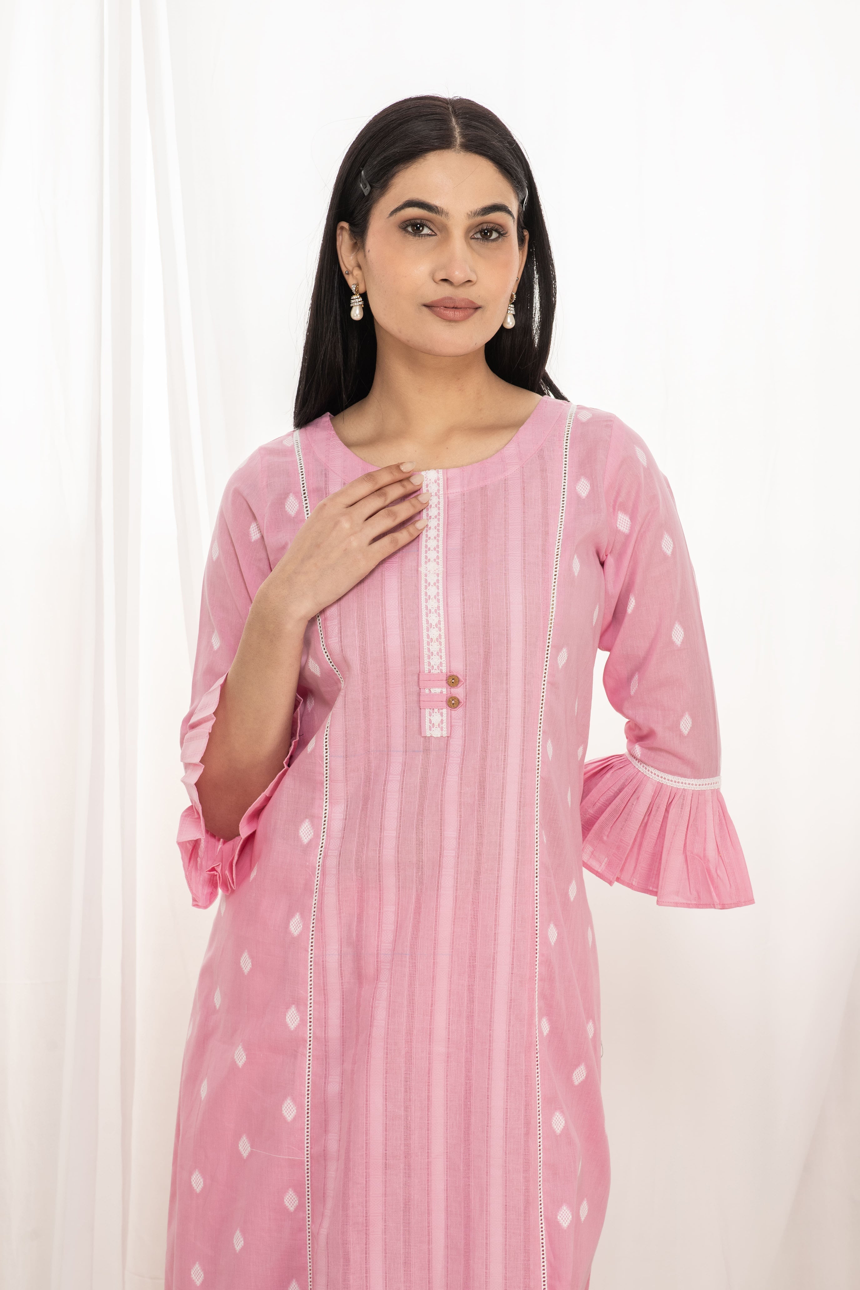 Premium quality pure cotton kurta set with matching bottom