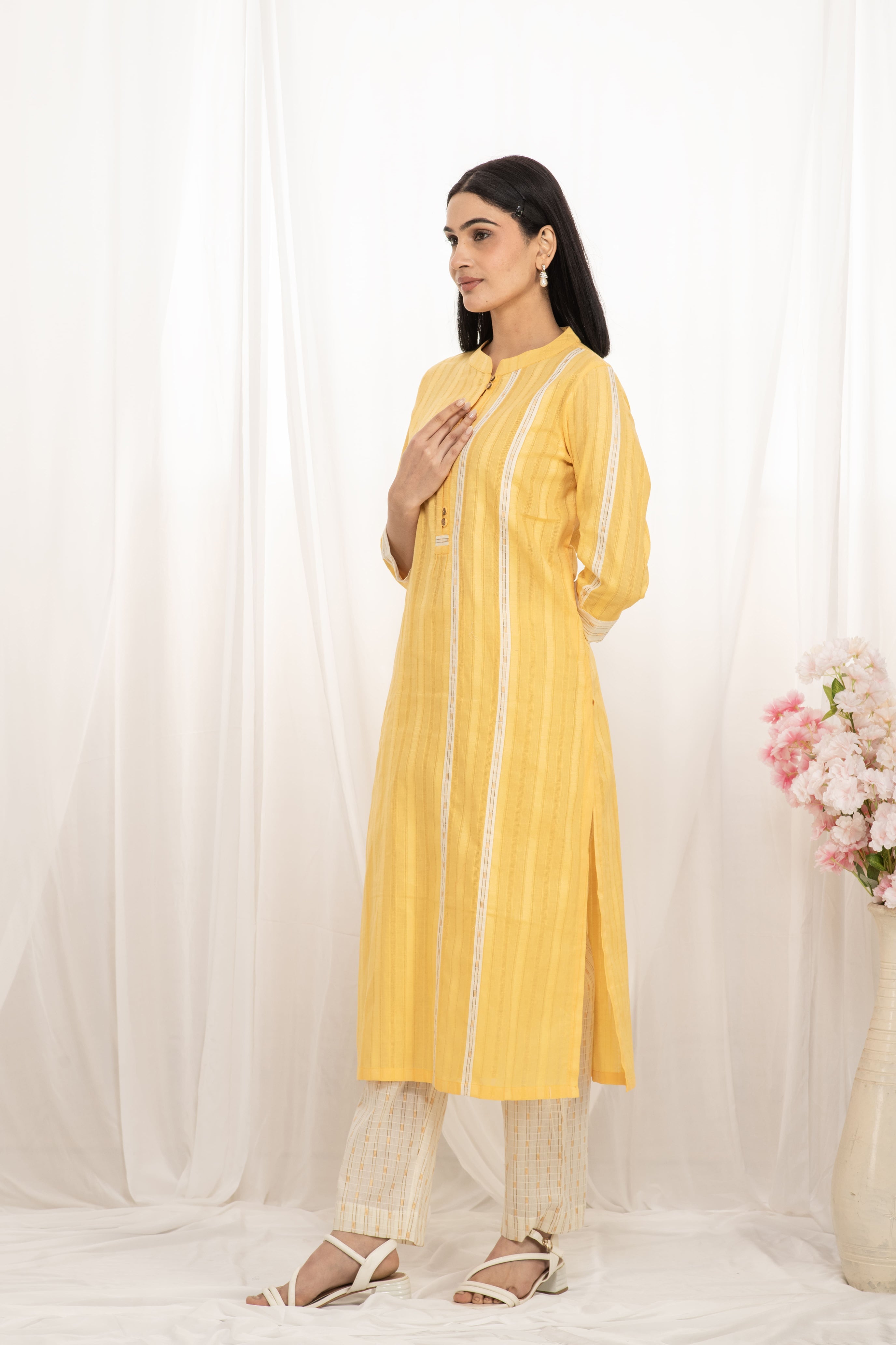 Premium quality pure cotton kurta set with matching bottom