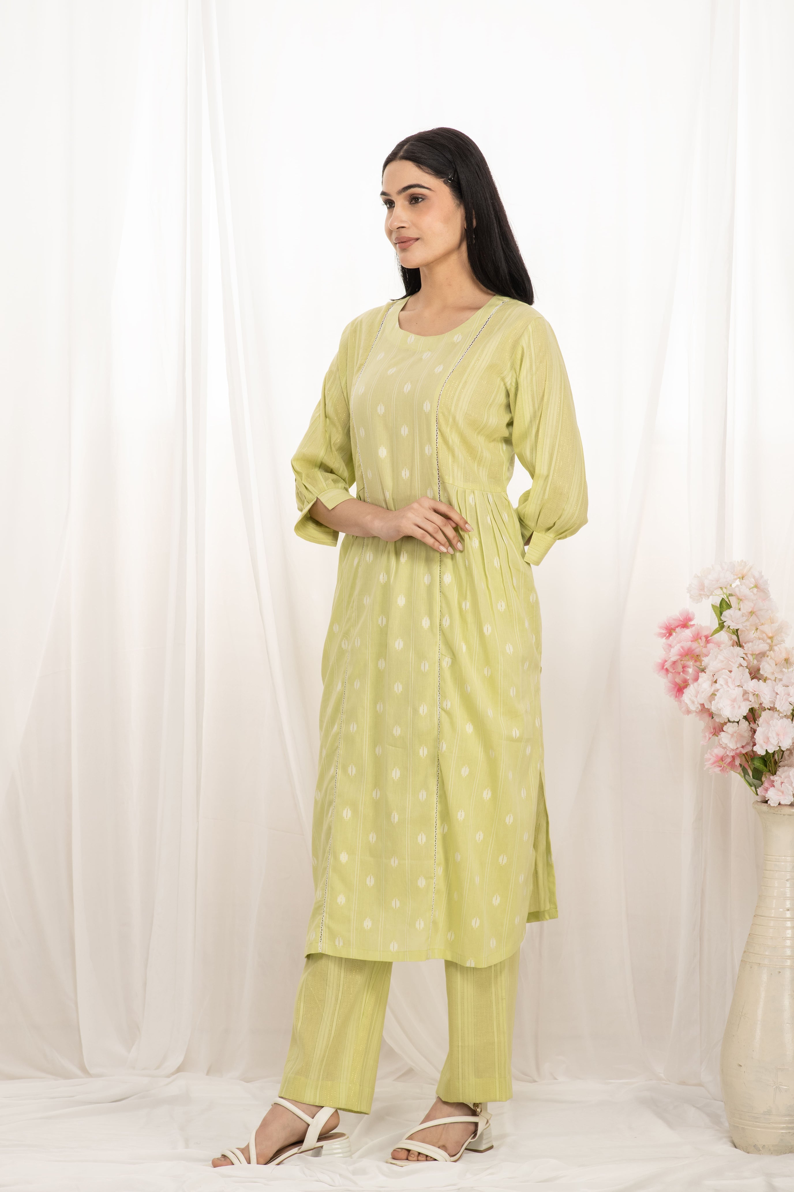 Premium quality pure cotton kurta set with matching bottom