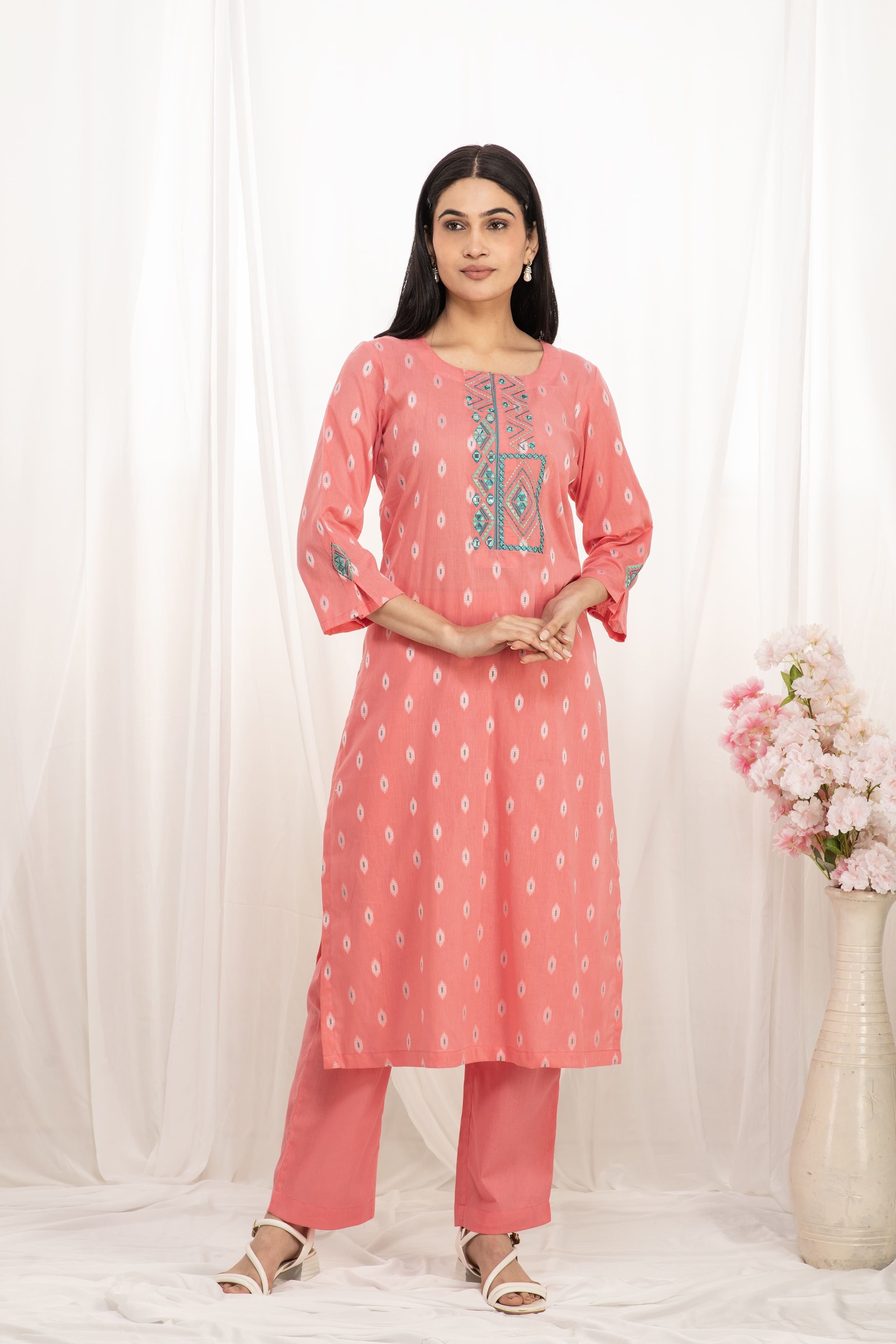 Premium quality pure cotton kurta set with matching bottom