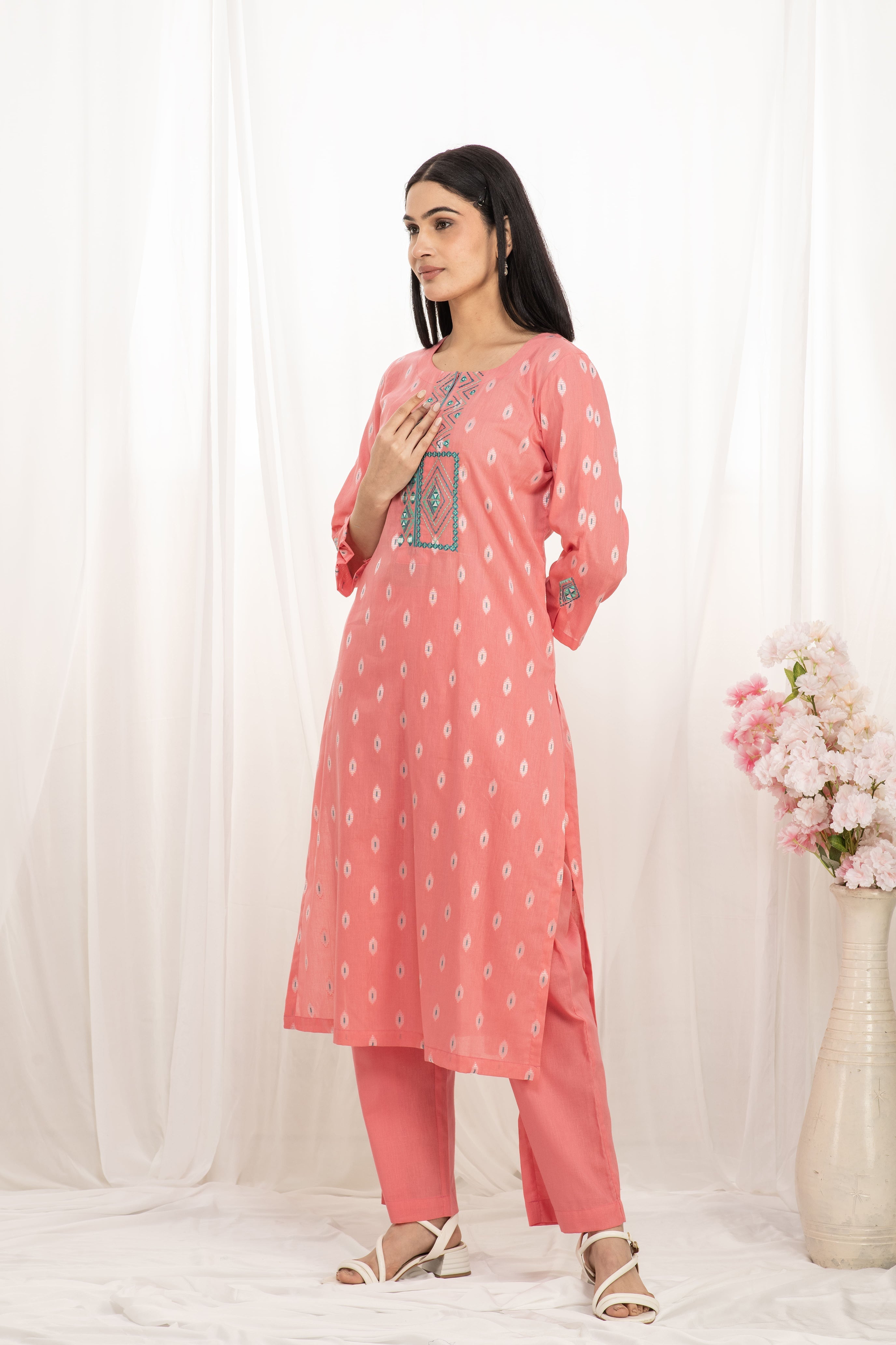 Premium quality pure cotton kurta set with matching bottom
