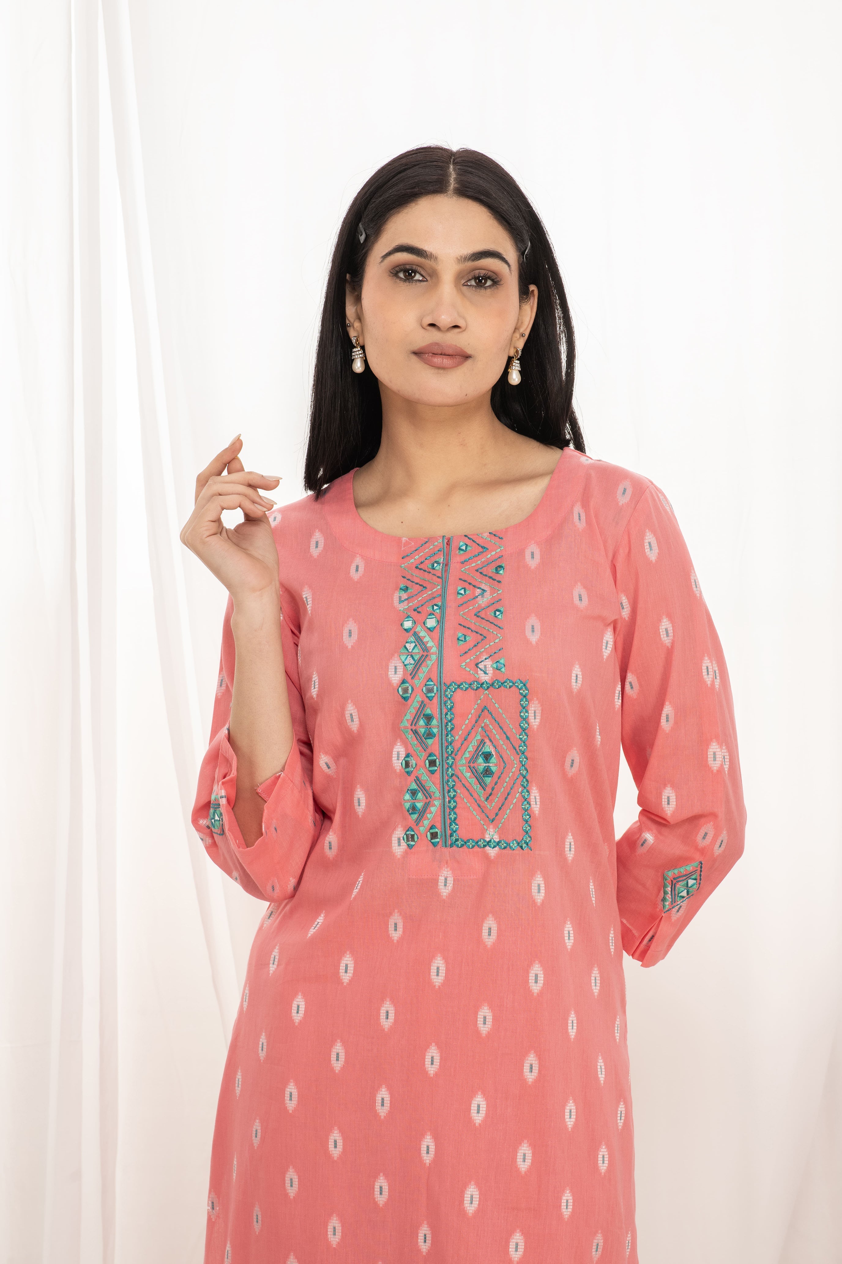 Premium quality pure cotton kurta set with matching bottom
