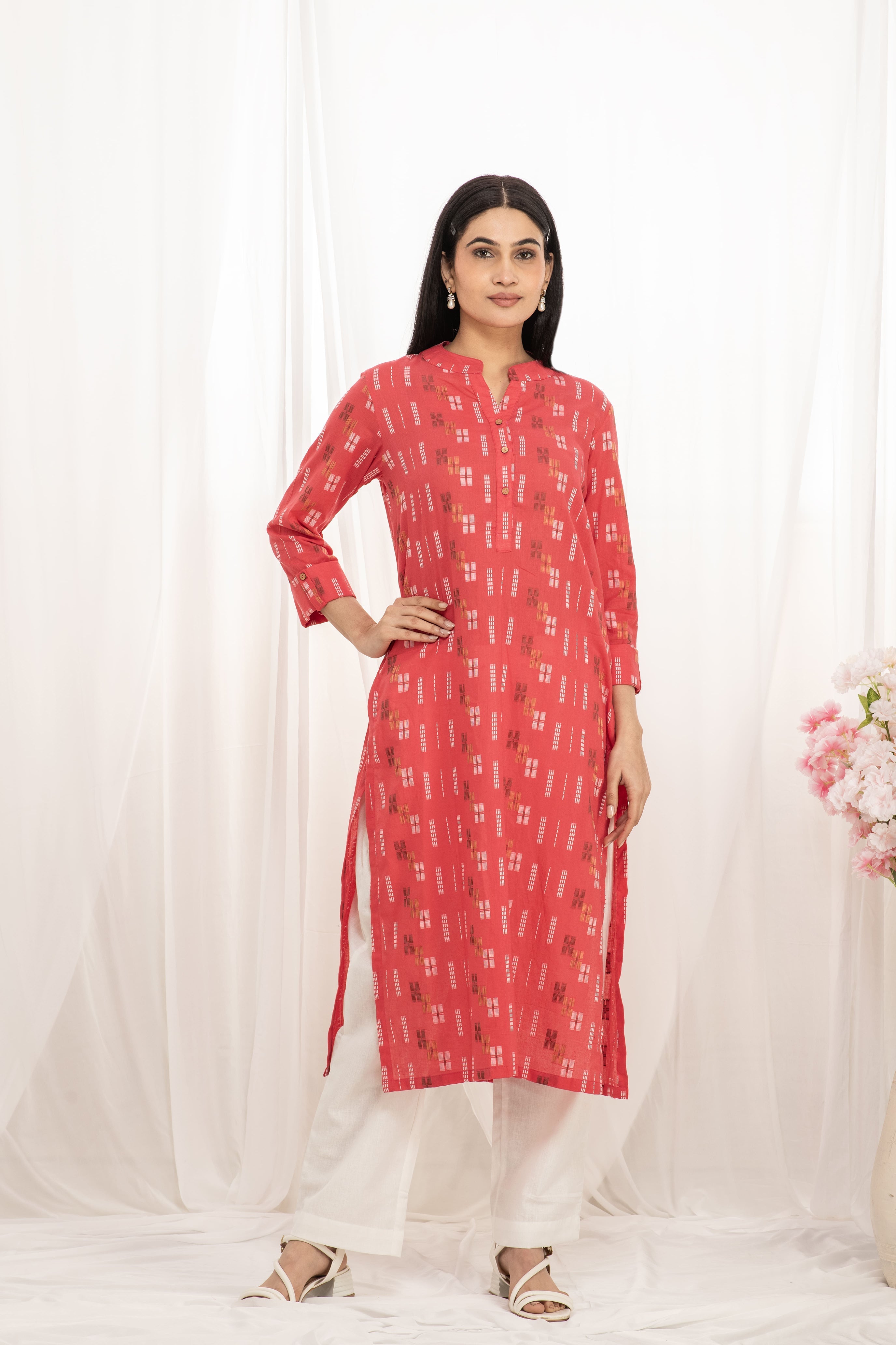Premium quality pure cotton kurta set with matching bottom