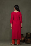 Hand Made Pure Jamdani Floral Soft and Fine Cotton Kurta with Pant and Dupatta PA 29