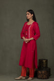 Hand Made Pure Jamdani Floral Soft and Fine Cotton Kurta with Pant and Dupatta PA 29