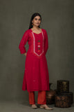 Hand Made Pure Jamdani Floral Soft and Fine Cotton Kurta with Pant and Dupatta PA 29