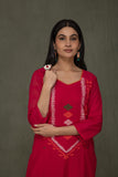 Hand Made Pure Jamdani Floral Soft and Fine Cotton Kurta with Pant and Dupatta PA 29