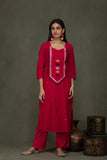Hand Made Pure Jamdani Floral Soft and Fine Cotton Kurta with Pant and Dupatta PA 33