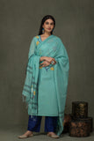 Hand Made Pure Jamdani Floral Soft and Fine Cotton Kurta with Pant and Dupatta PA 26