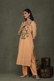 Hand Made Pure Jamdani Floral Soft and Fine Cotton Kurta with Pant and Dupatta PA 30