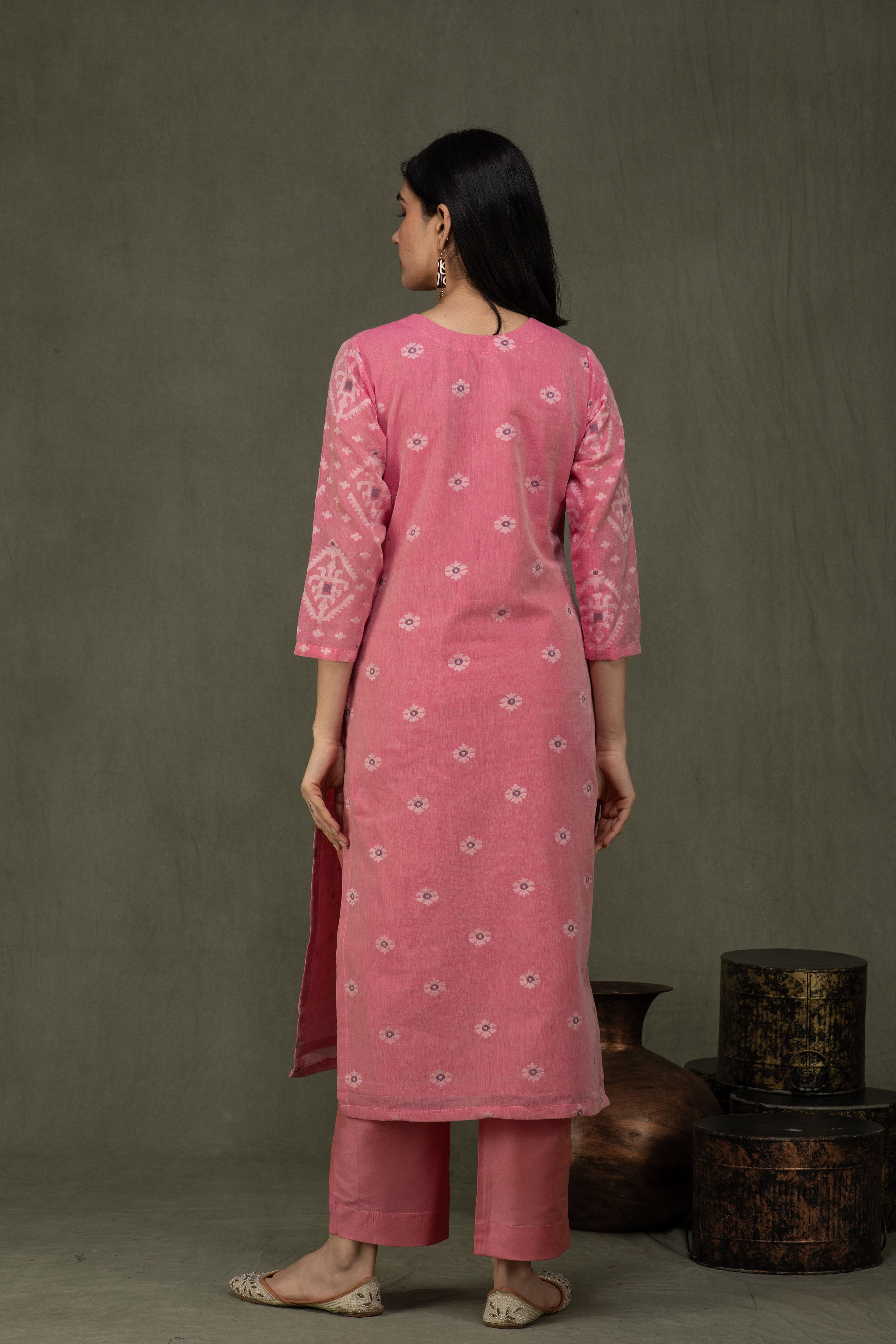 Fine Cotton Jamdani Motif Dupatta Suits SH 13