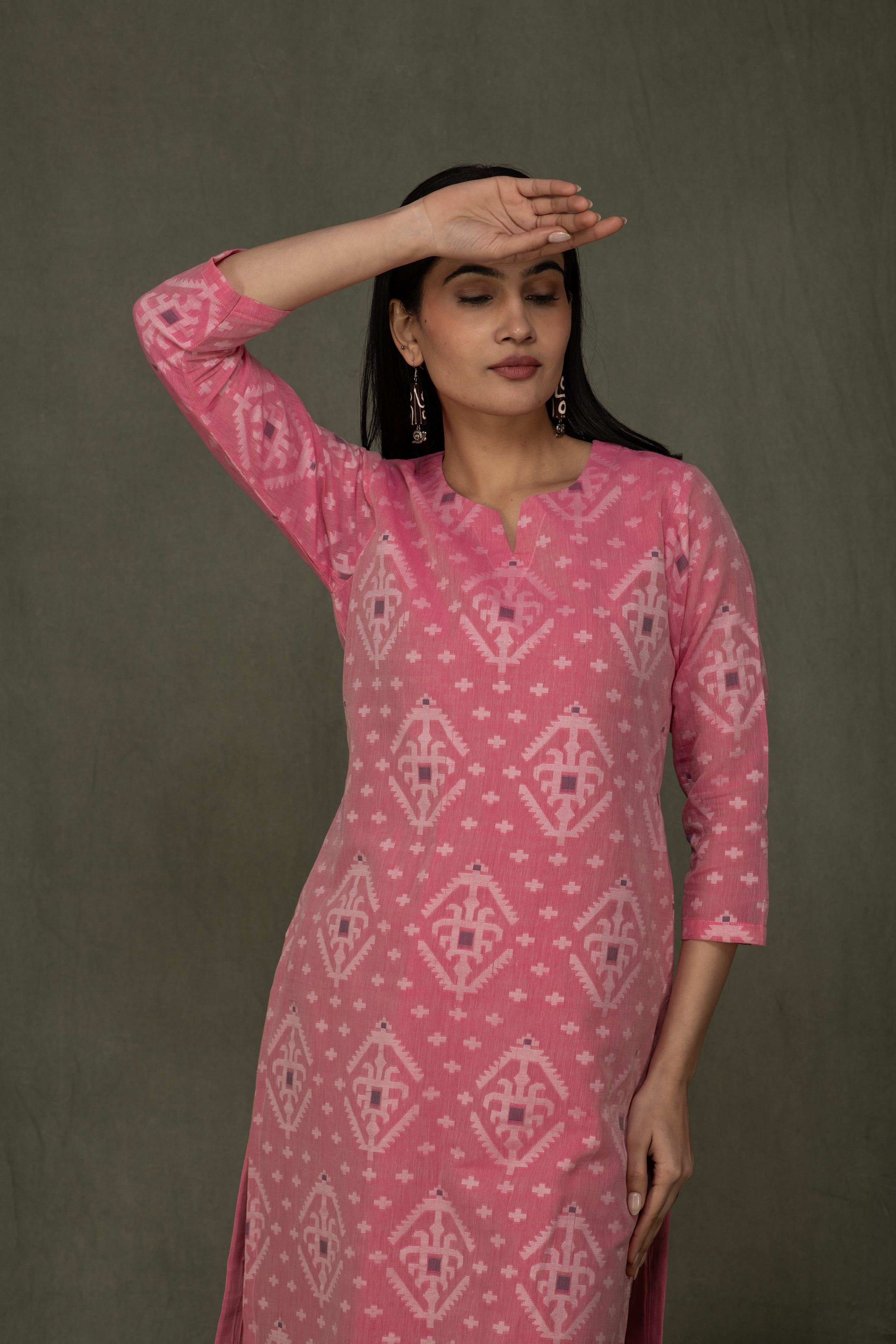 Fine Cotton Jamdani Motif Dupatta Suits SH 13