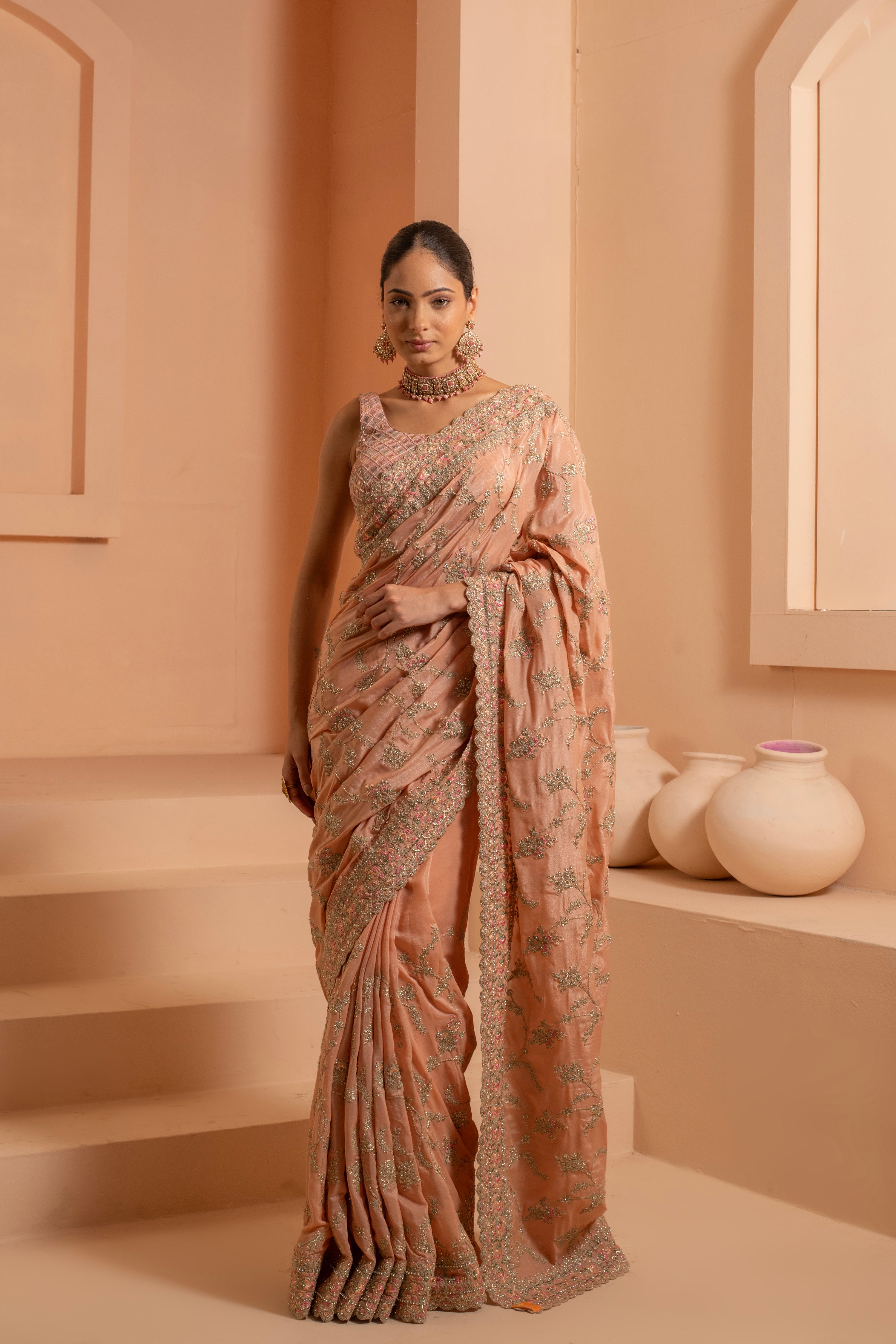 Moonlit magic saree with soft shilvery sheen