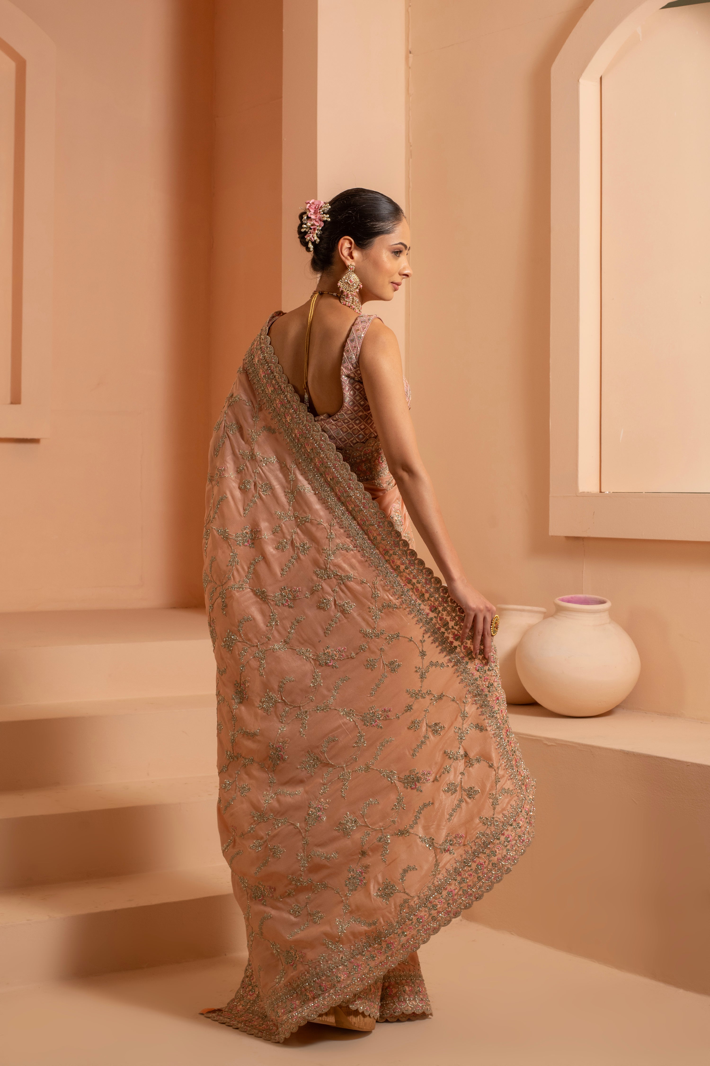Moonlit magic saree with soft shilvery sheen