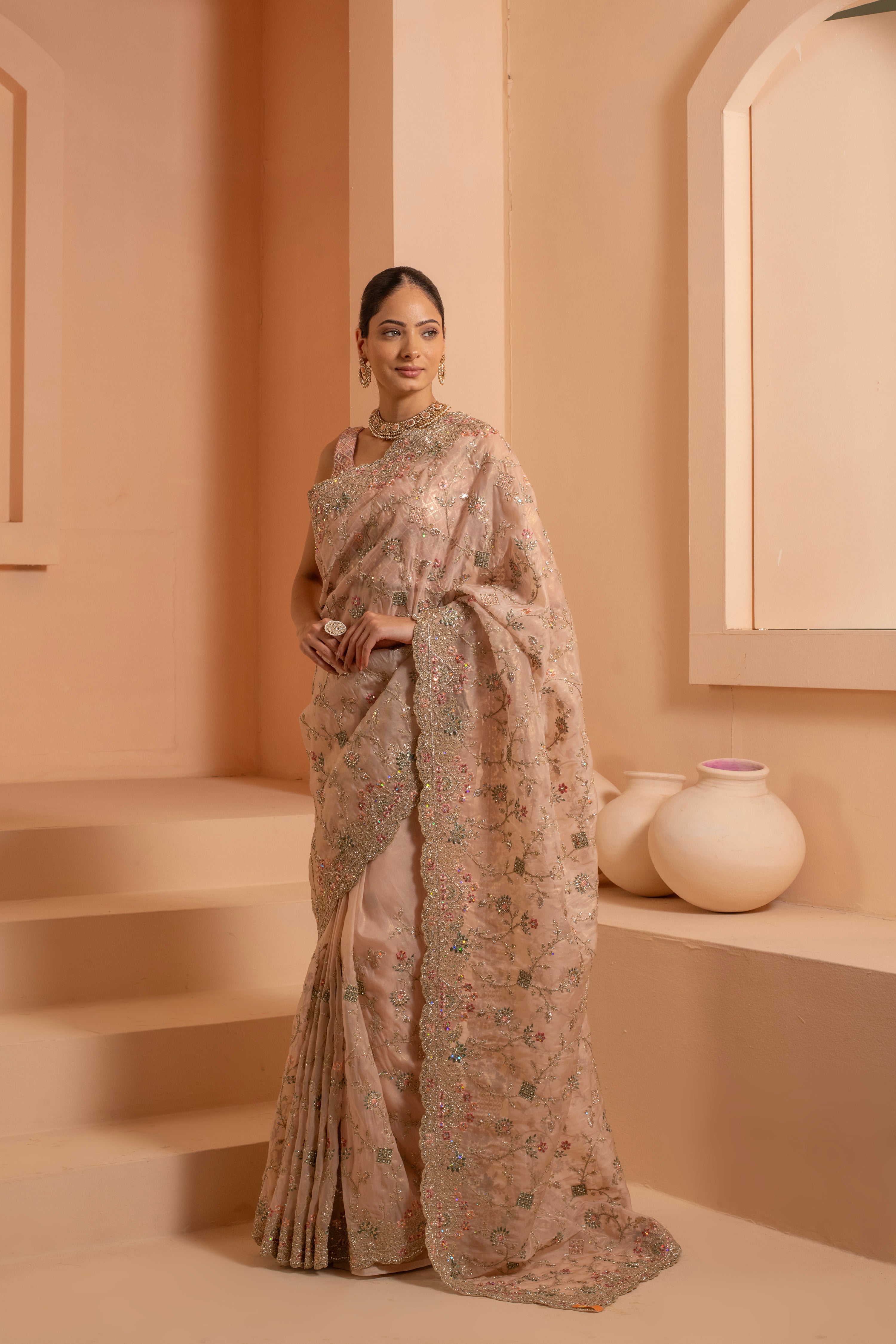 Aurora bloom saree with beautiful handicraft designs