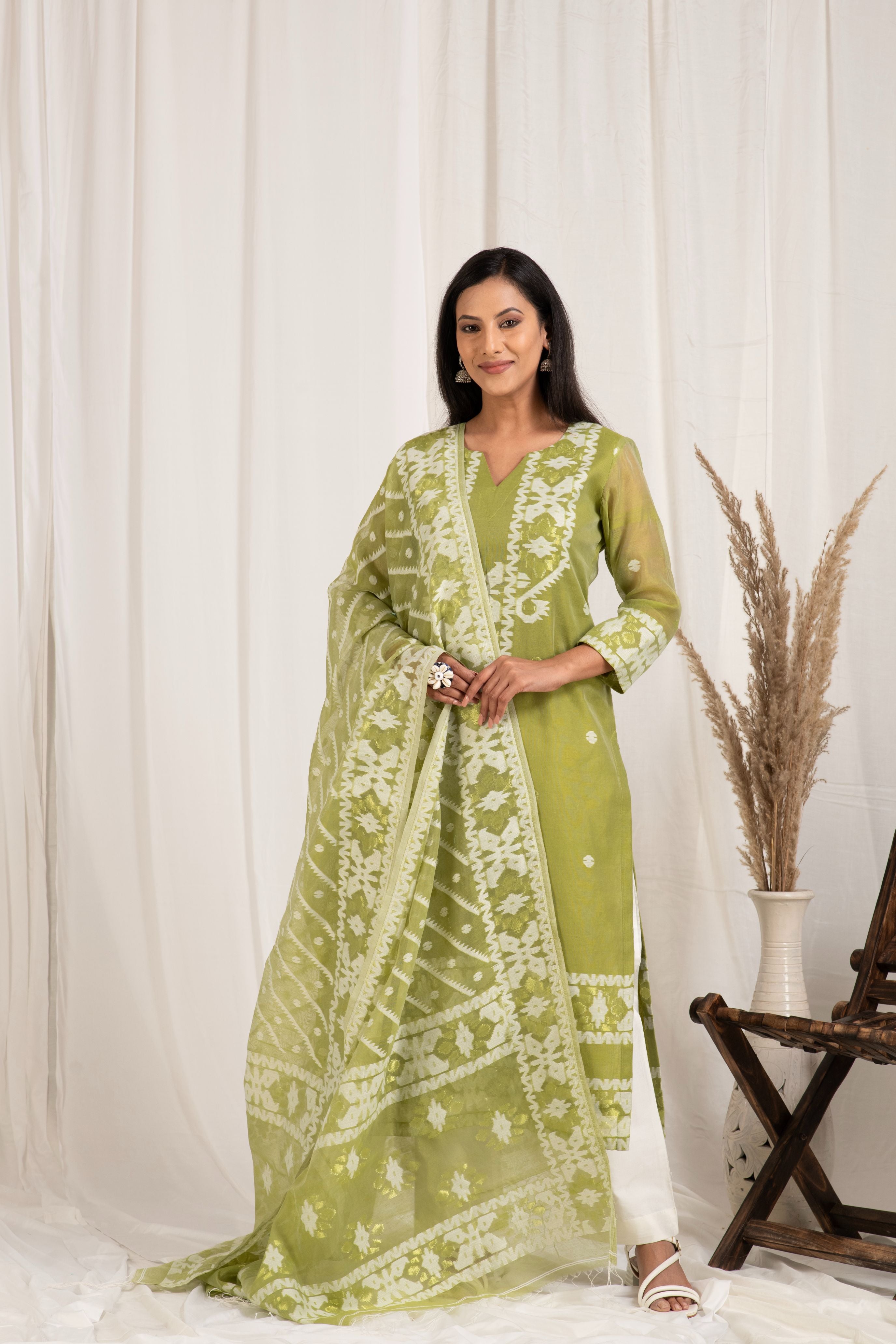 Fine Jamdani Classic Dupatta Suits JD 31