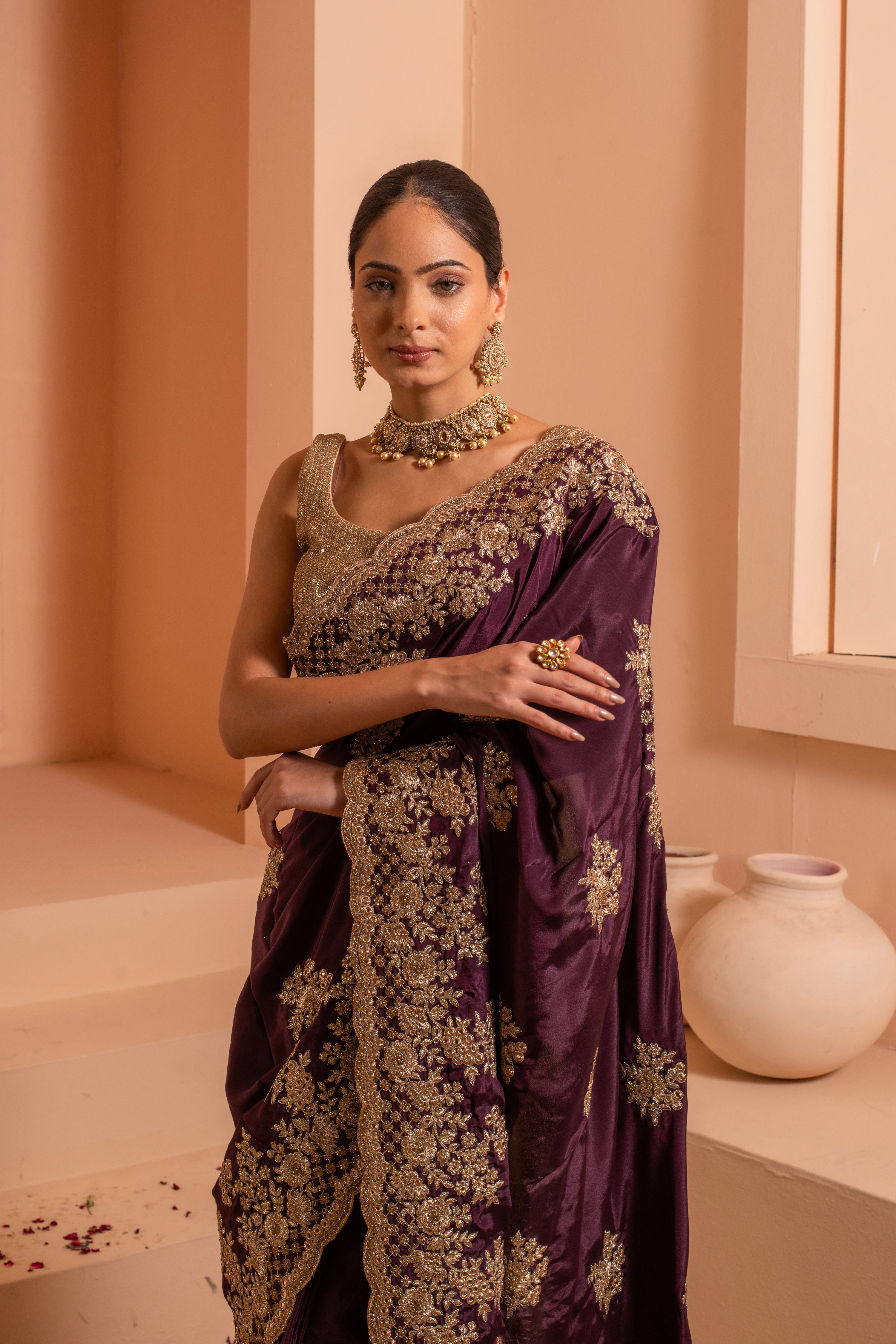 Royal renaissance saree with classic ,regal designs