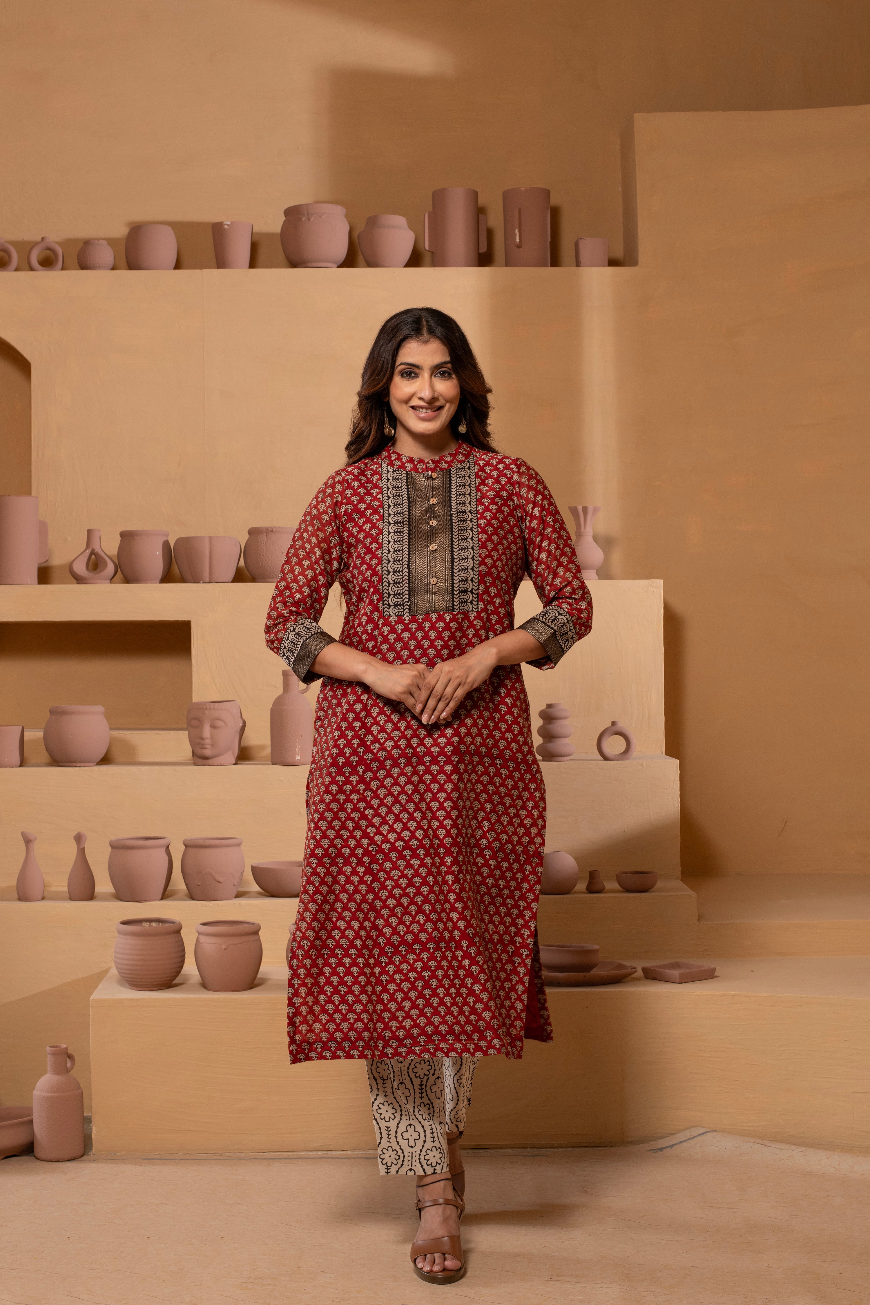 Timeless Maheshwari Dupatta Suit with Intricate Pattern and Zari Borders RKBMH13