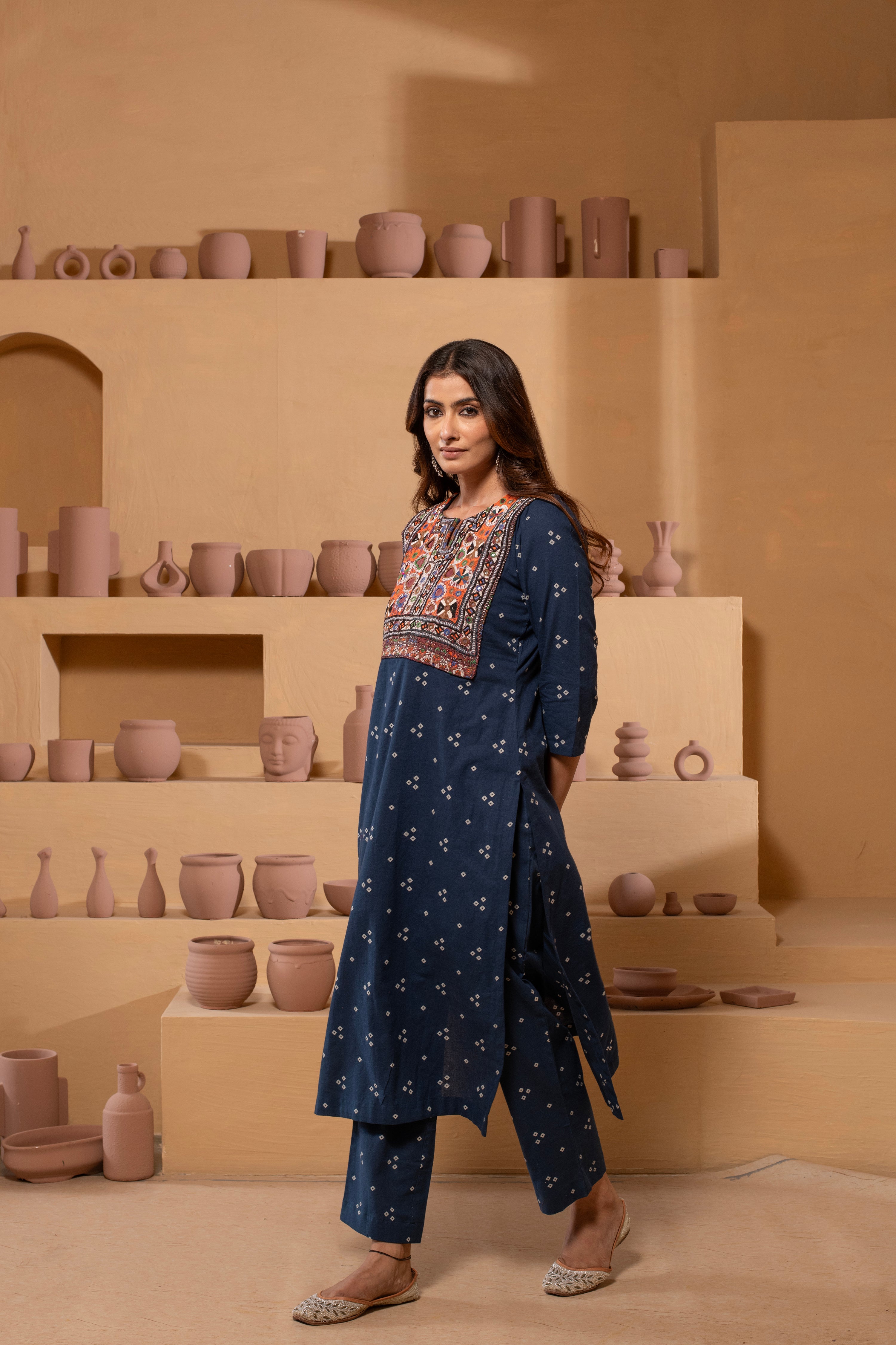 Pure Cotton Ajrakh Handblock Cotton Kurta Set AJ14