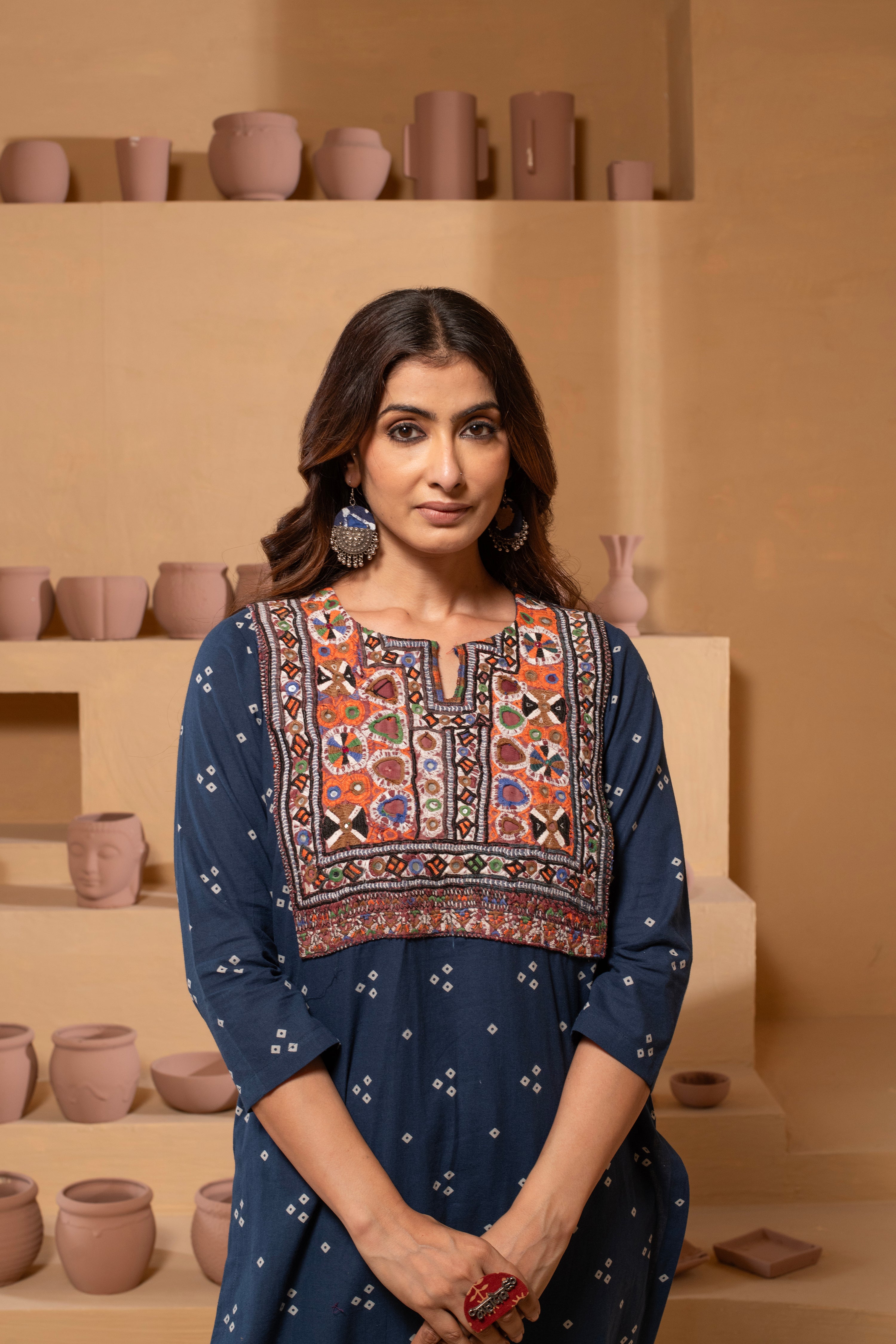 Pure Cotton Ajrakh Handblock Cotton Kurta Set AJ14