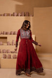 Ajrakh Handblock Pure Textured Cotton Flared Anarkali AJ10
