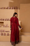 Ajrakh Handblock Pure Textured Cotton Flared Anarkali AJ10