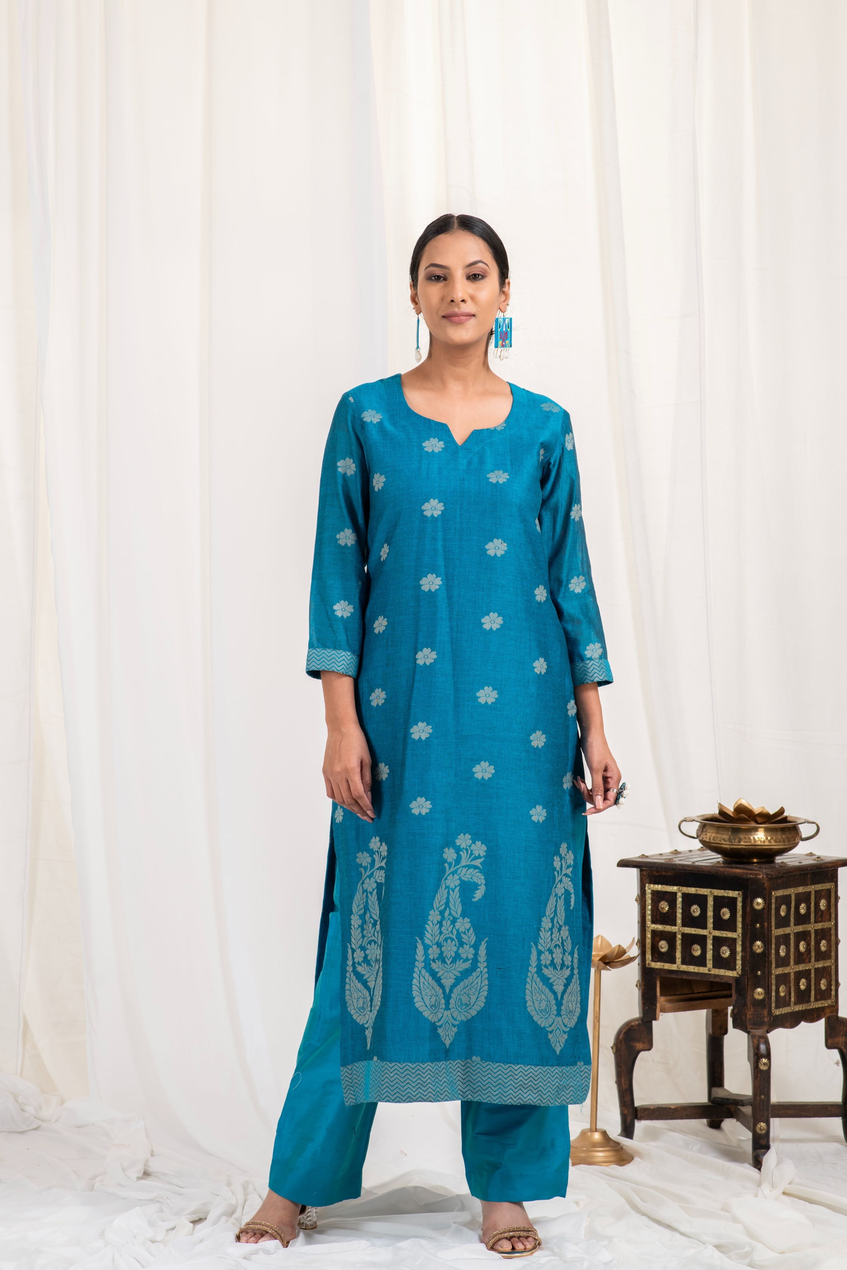 Fine Cotton Jamdani Motif Dupatta Suit SH 03
