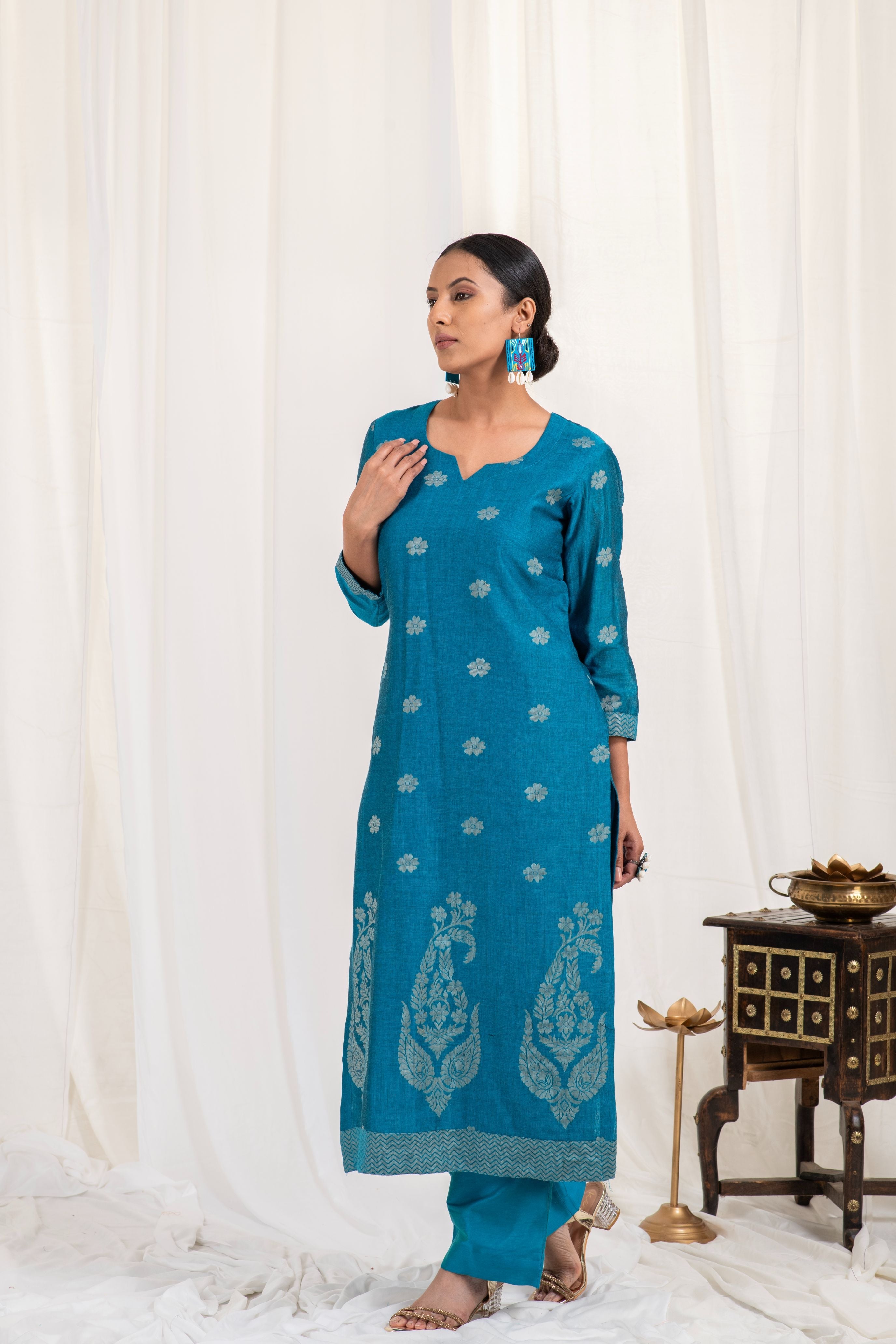 Fine Cotton Jamdani Motif Dupatta Suit SH 03