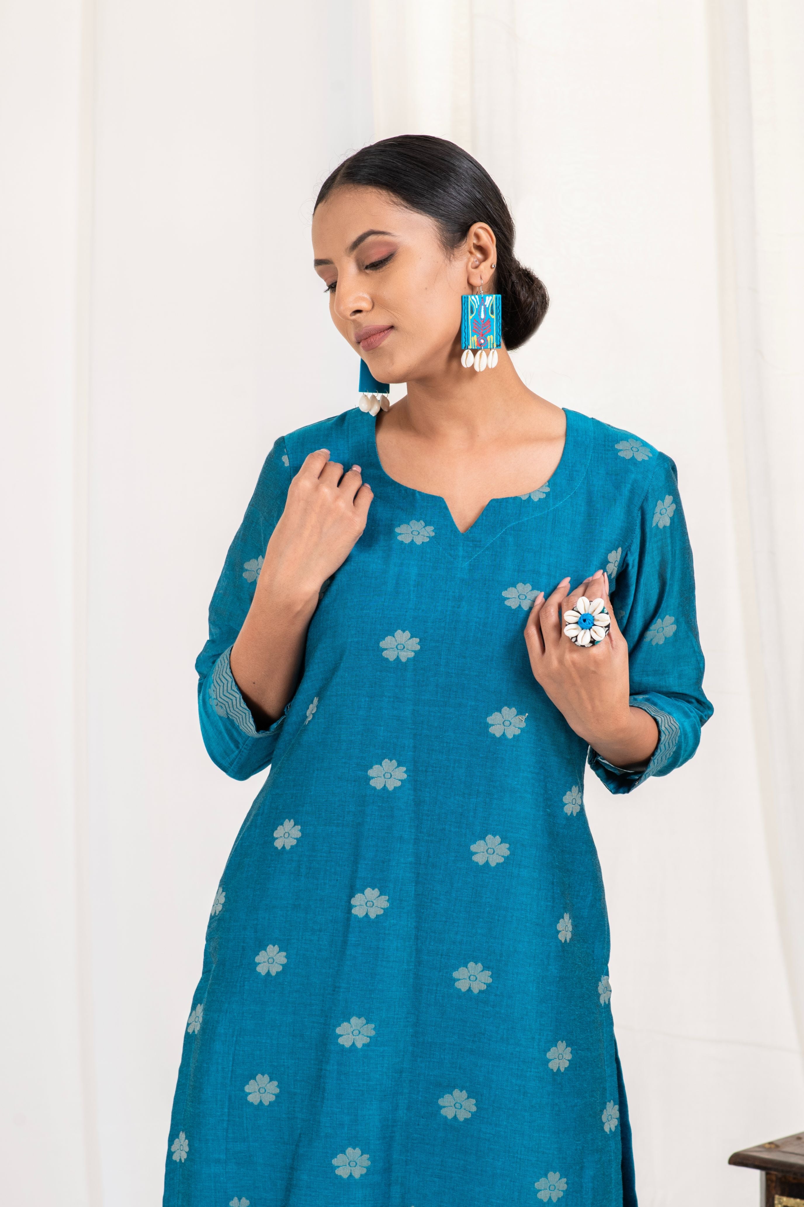 Fine Cotton Jamdani Motif Dupatta Suit SH 03