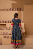 Ajrakh Handblock Pure Cotton Flaired Anarkali .