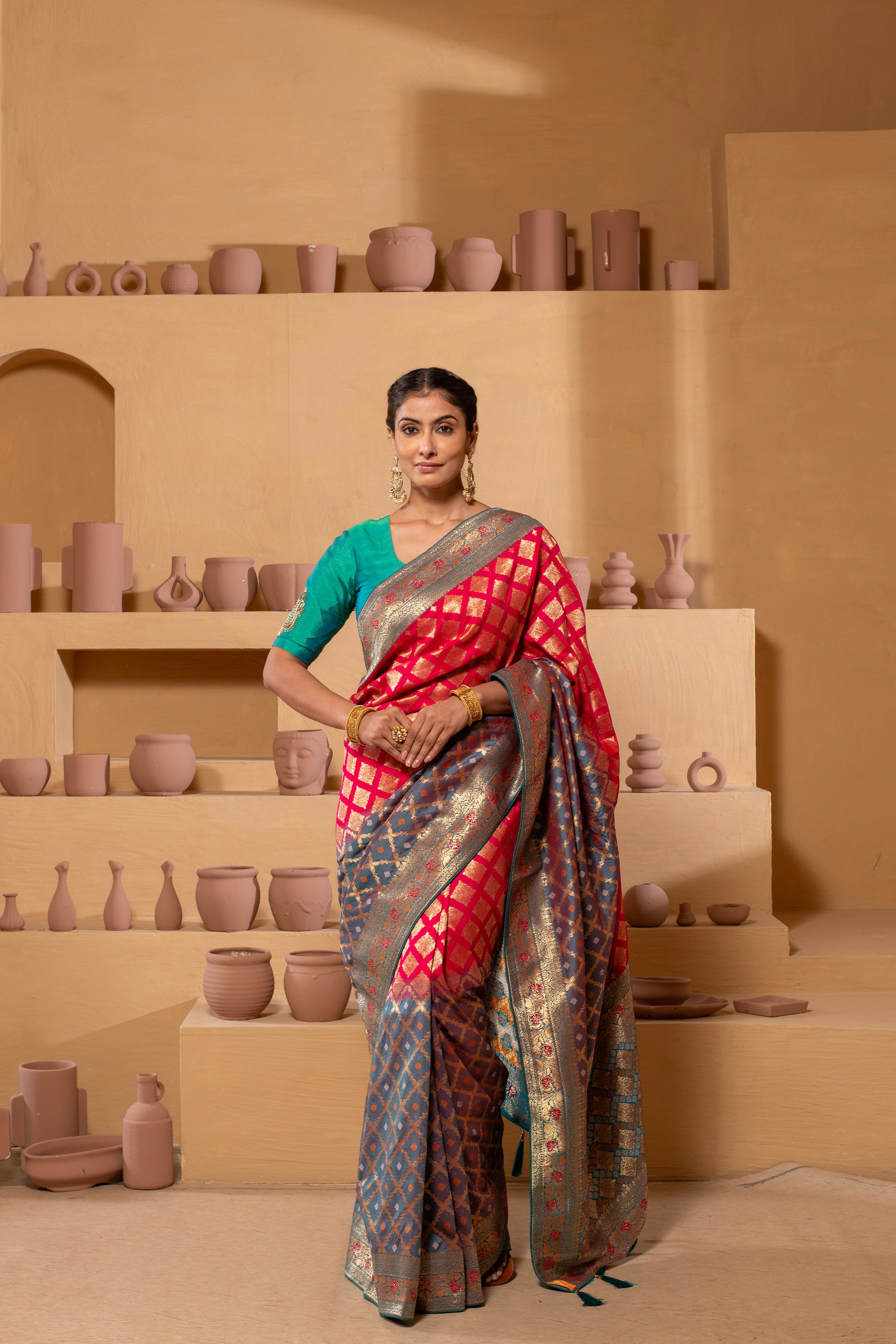 Royal renaissance saree with classic design.