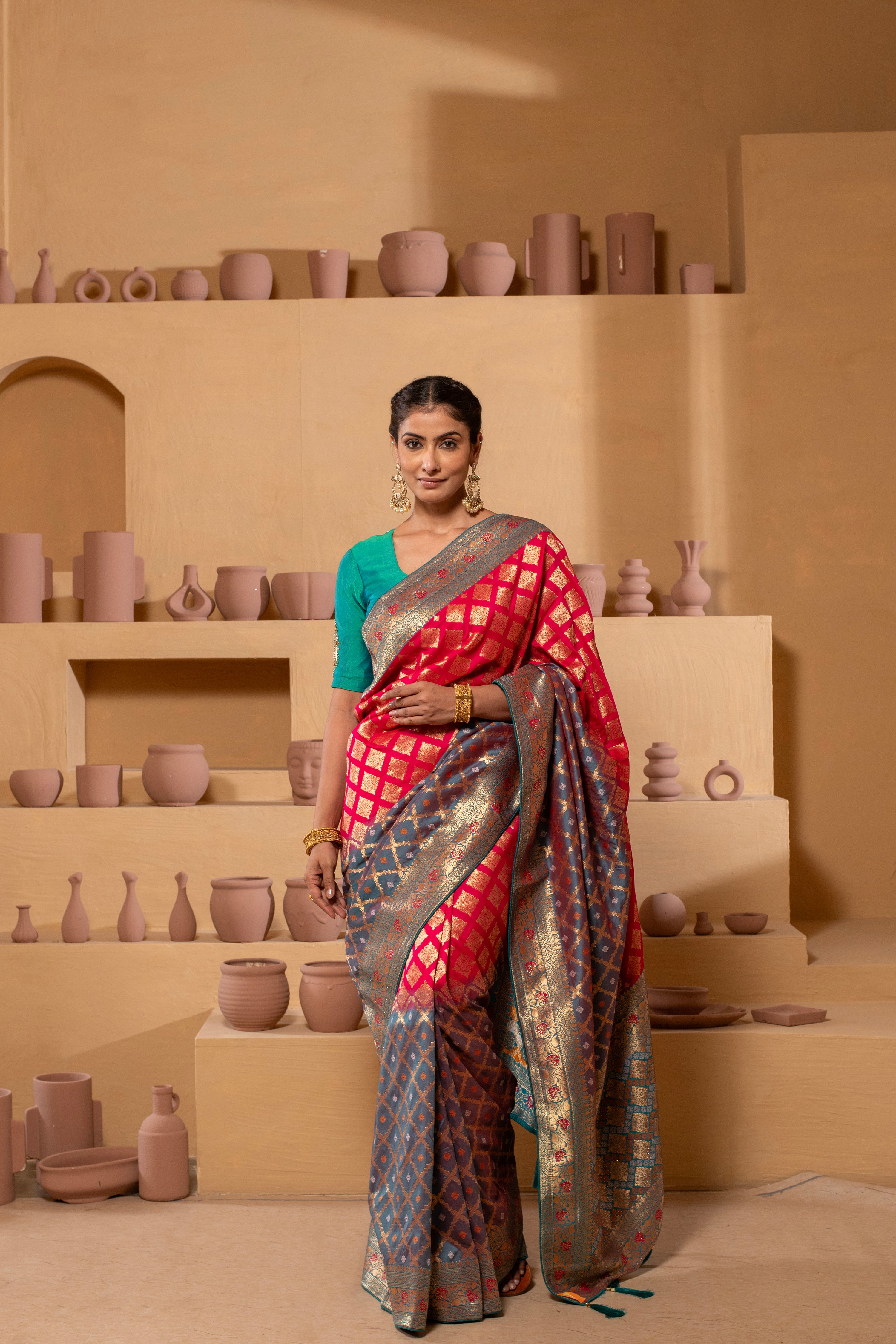 Royal renaissance saree with classic design.