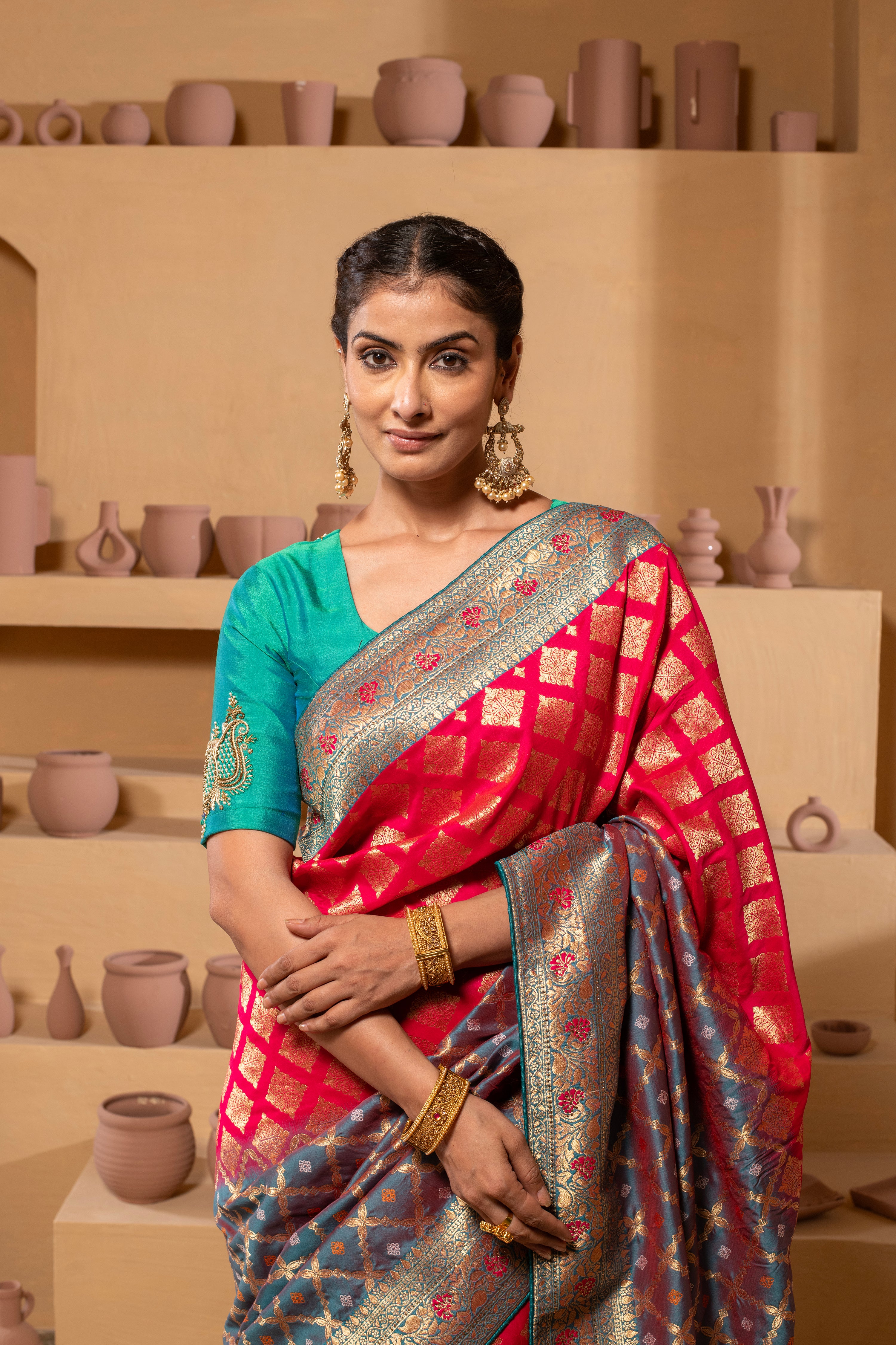 Royal renaissance saree with classic design.