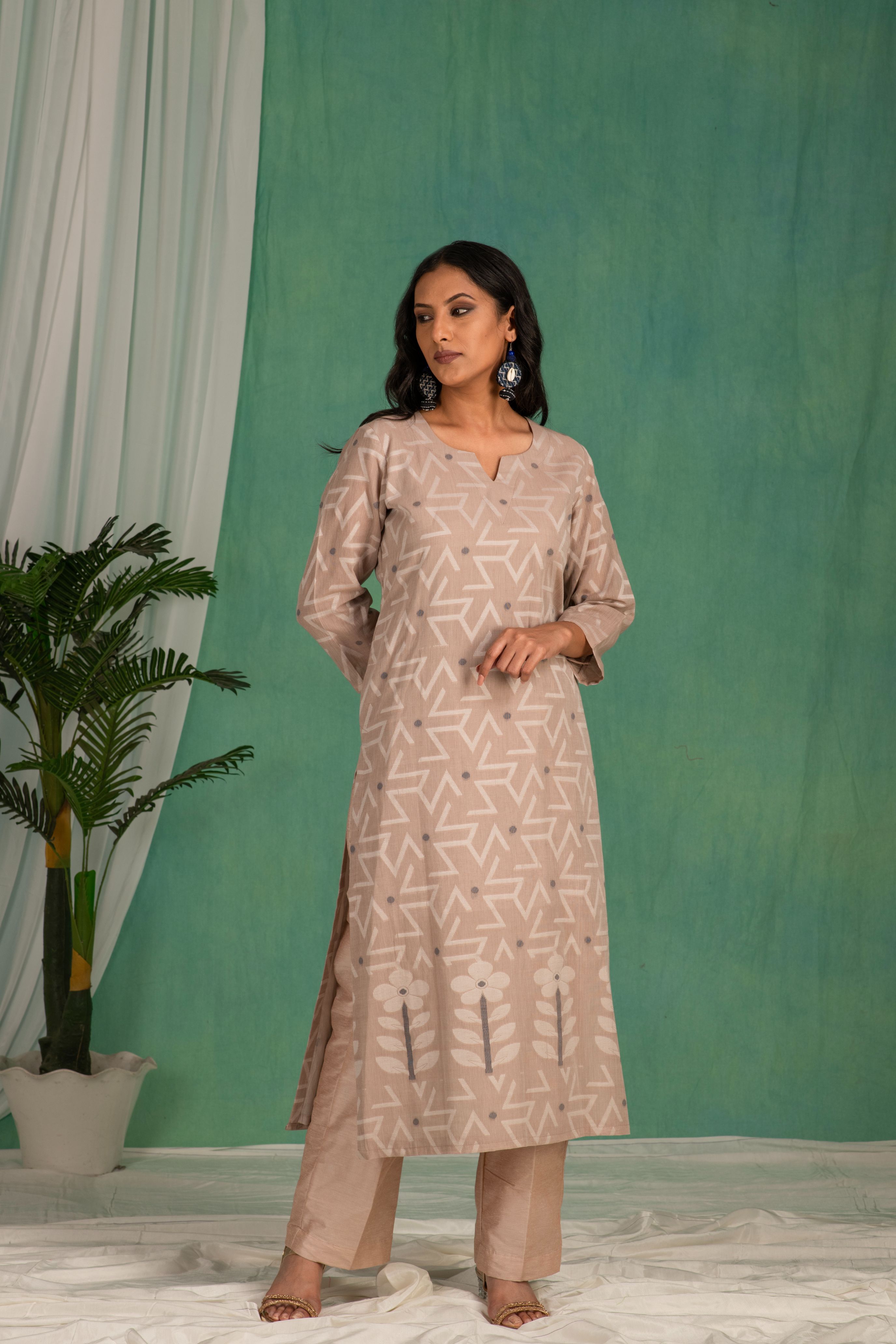 Fine Cotton Jamdani Motif Dupatta Suit SH 06